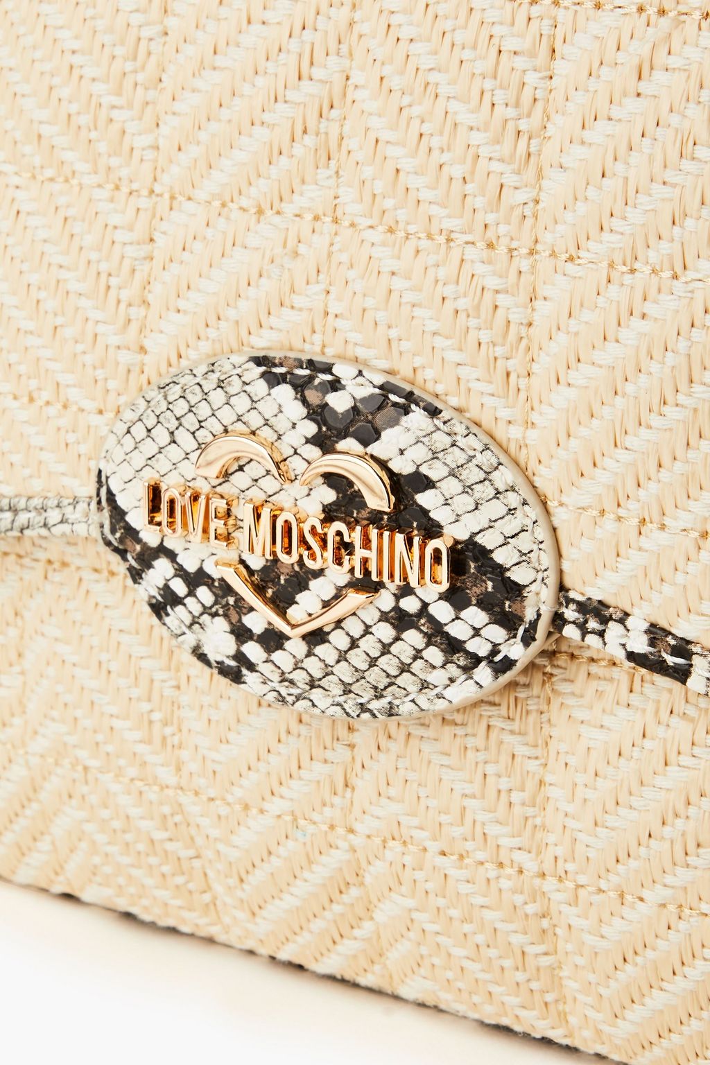 LOVE MOSCHINO Quilted faux raffia shoulder bag