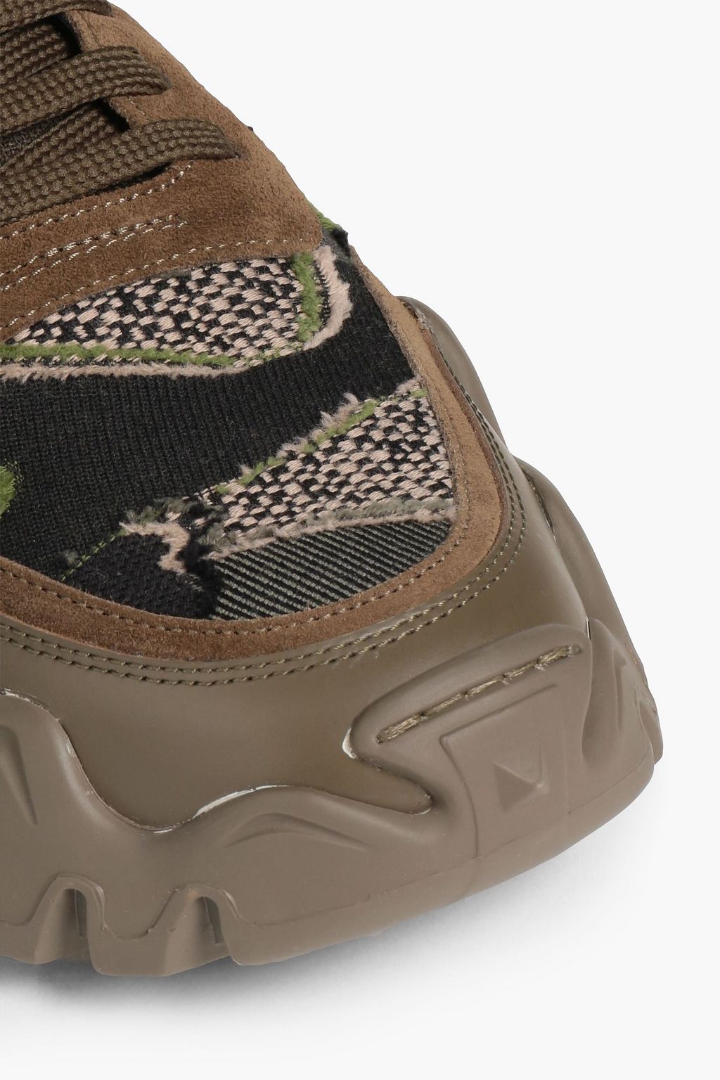 VALENTINO GARAVANI Camouflage-print canvas and suede sneakers