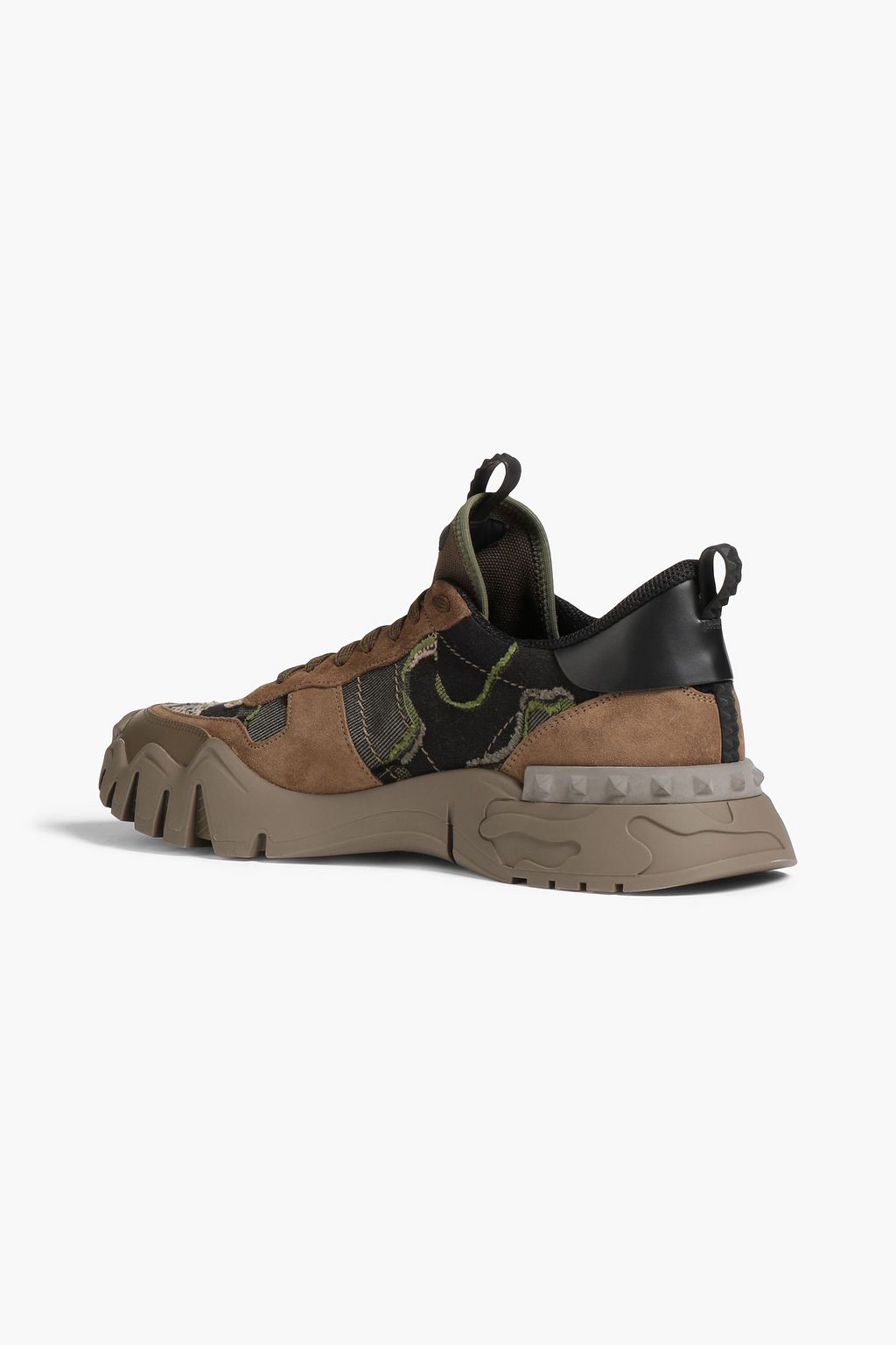 VALENTINO GARAVANI Camouflage-print canvas and suede sneakers