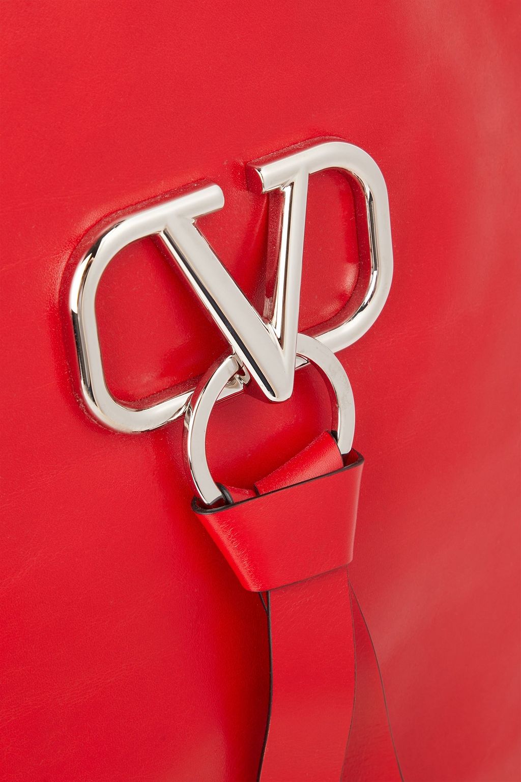 VALENTINO GARAVANI Logo-appliquéd glossed-leather backpack