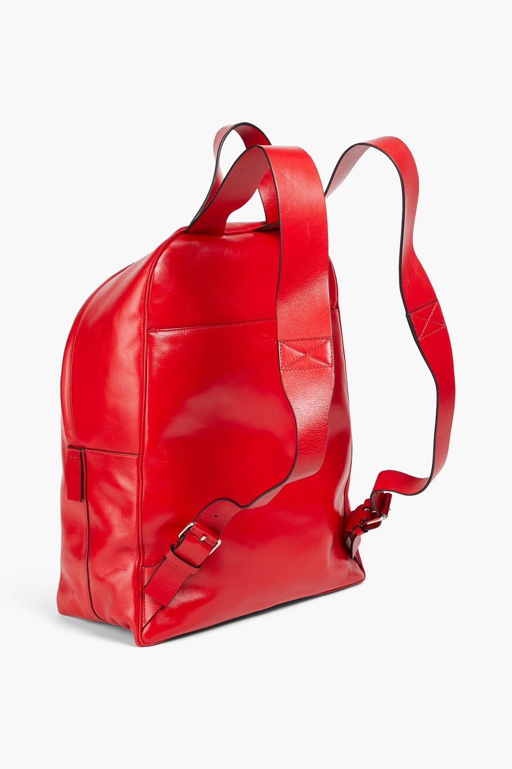 VALENTINO GARAVANI Logo-appliquéd glossed-leather backpack