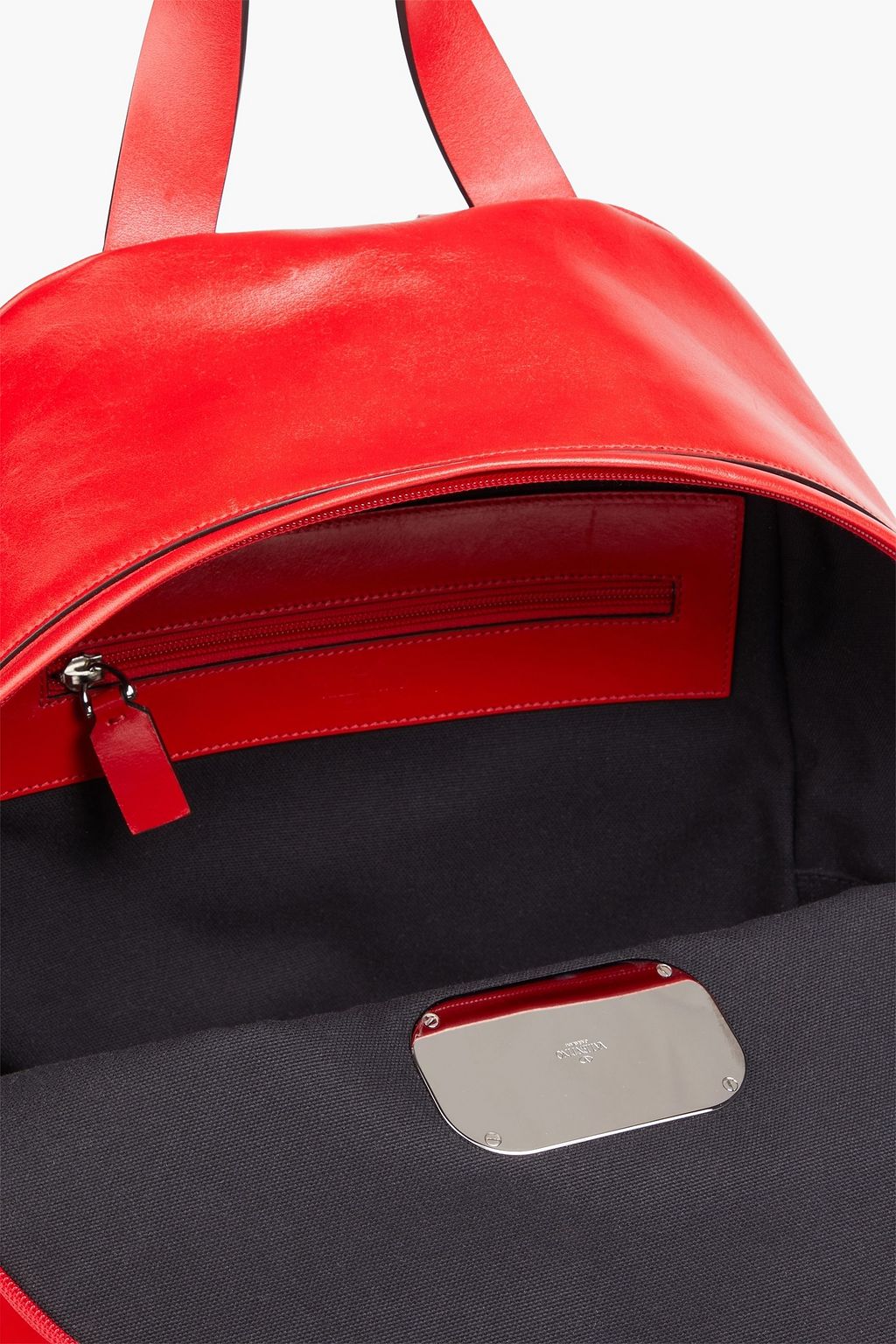 VALENTINO GARAVANI Logo-appliquéd glossed-leather backpack
