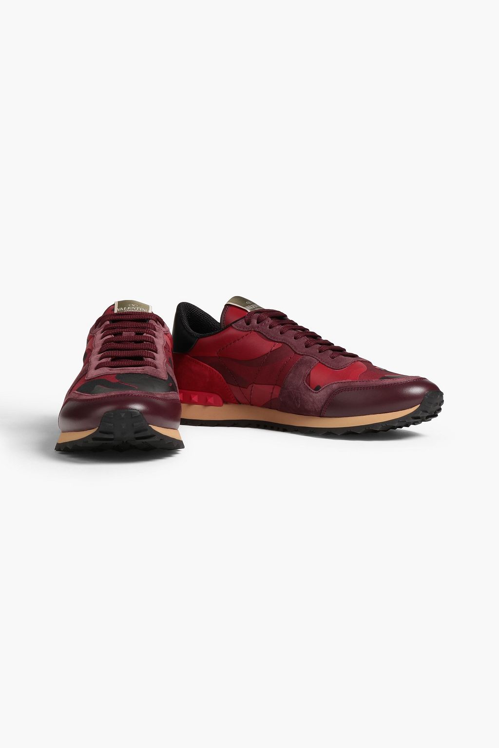 VALENTINO GARAVANI Rockrunner camouflage-print canvas, suede and leather canvas sneakers