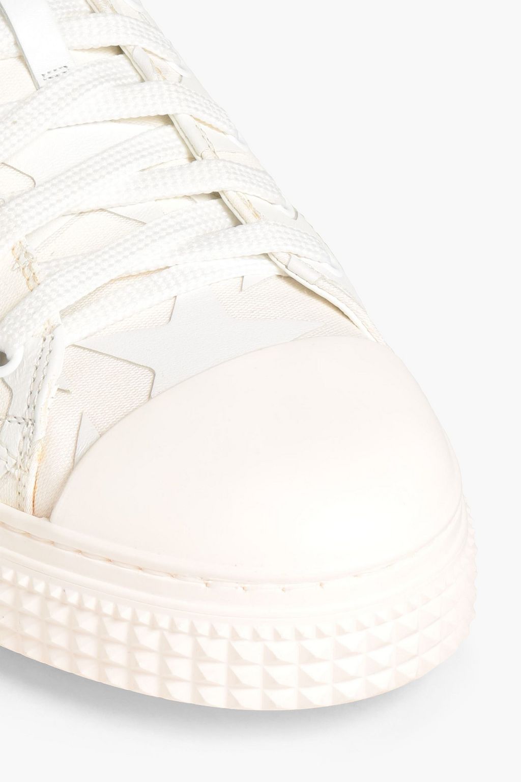 VALENTINO GARAVANI Embellished canvas and leather sneakers
