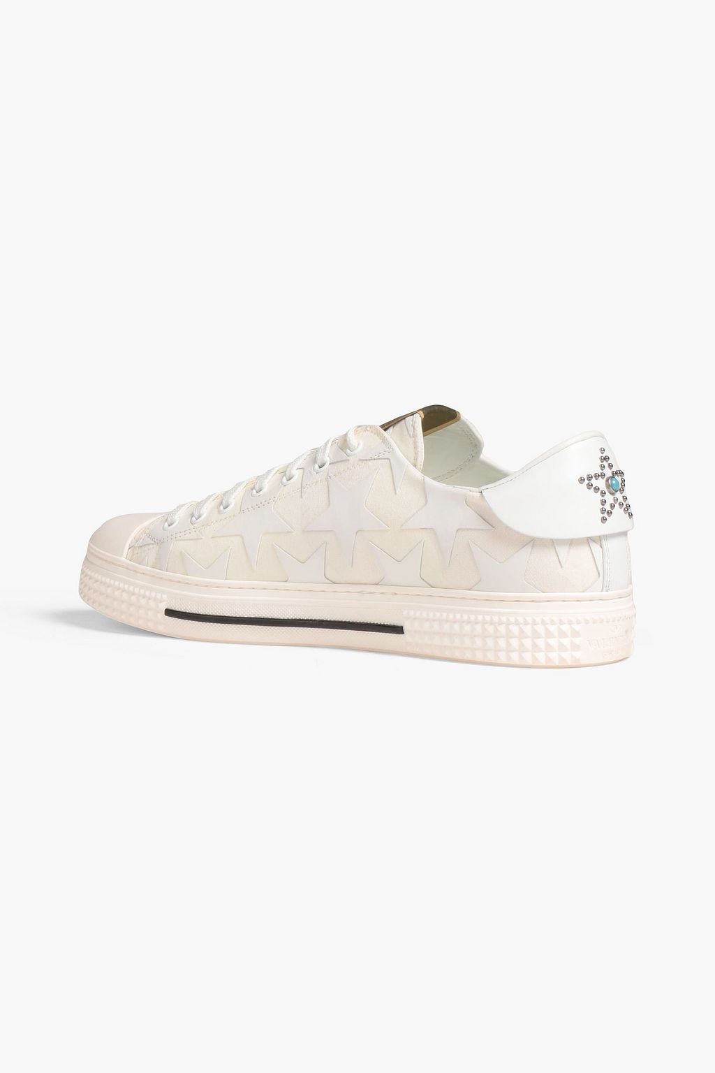 VALENTINO GARAVANI Embellished canvas and leather sneakers