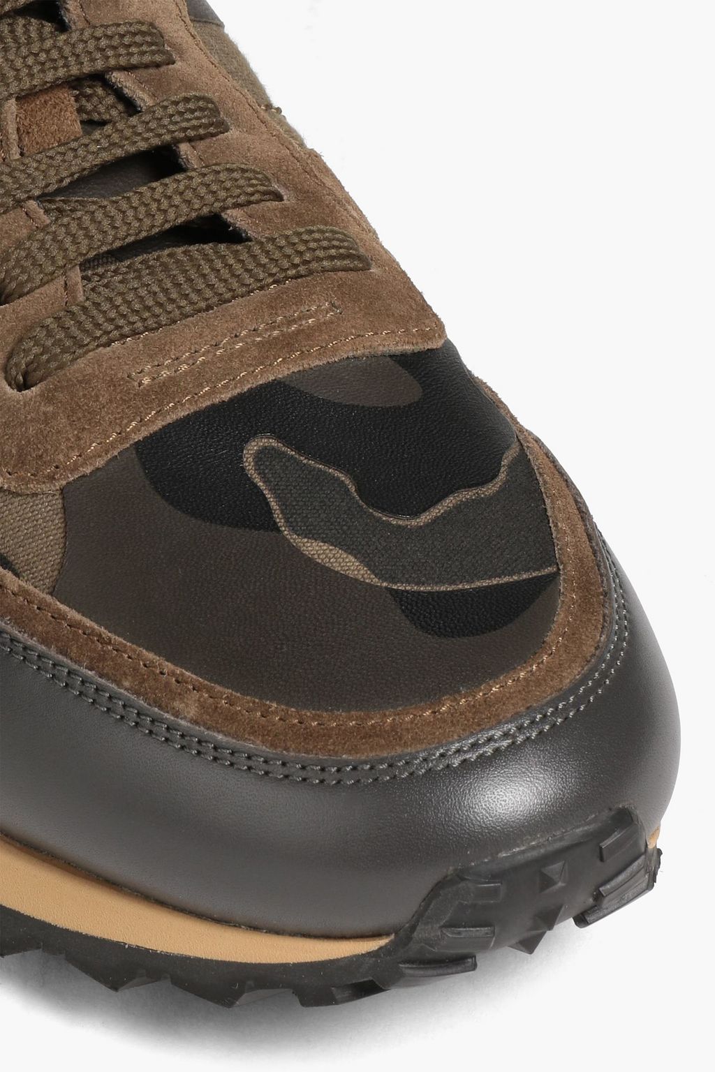 VALENTINO GARAVANI Rockrunner camouflage-print canvas, leather and suede sneakers