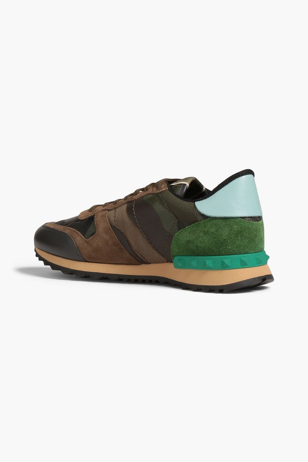 VALENTINO GARAVANI Rockrunner camouflage-print canvas, leather and suede sneakers