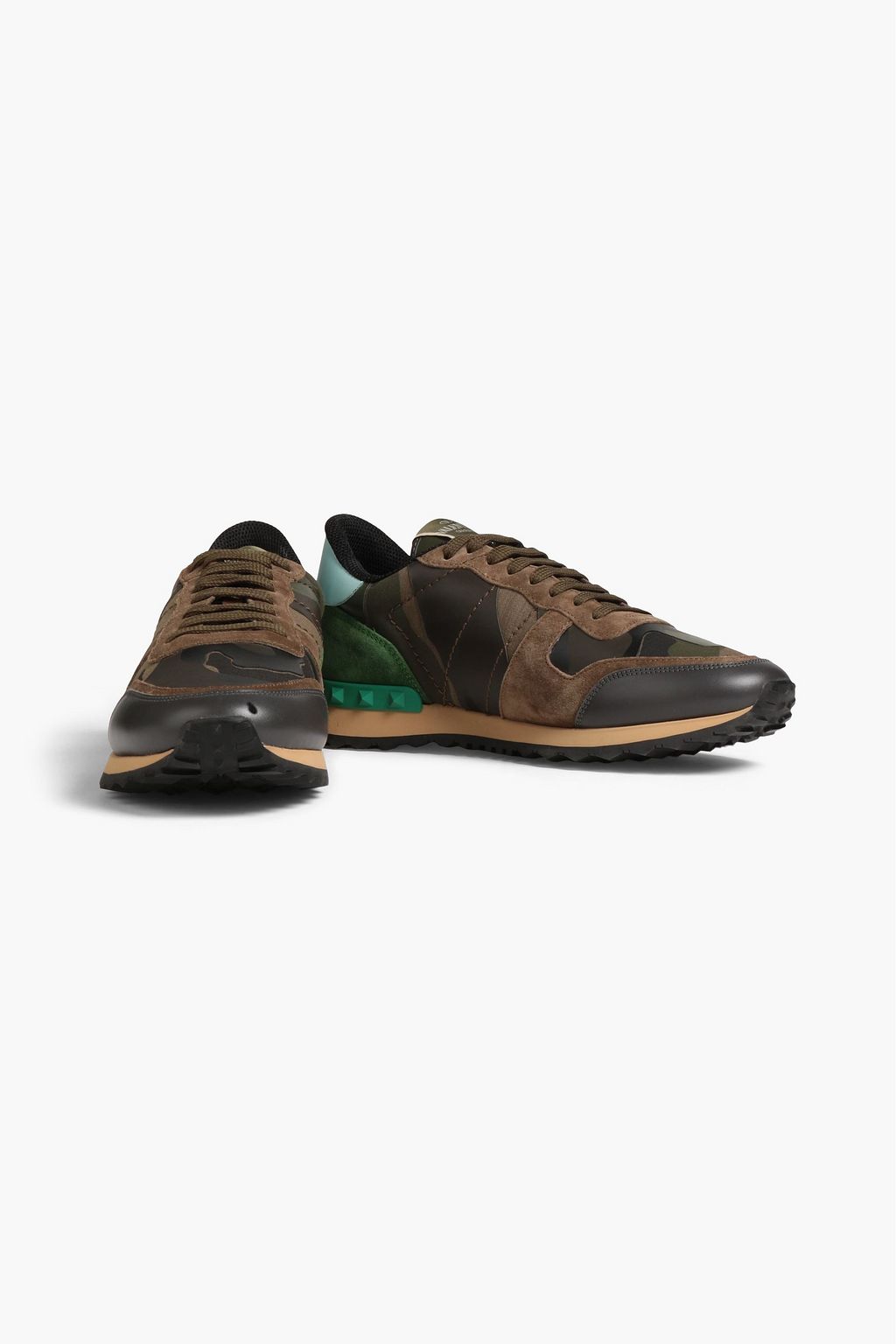 VALENTINO GARAVANI Rockrunner camouflage-print canvas, leather and suede sneakers