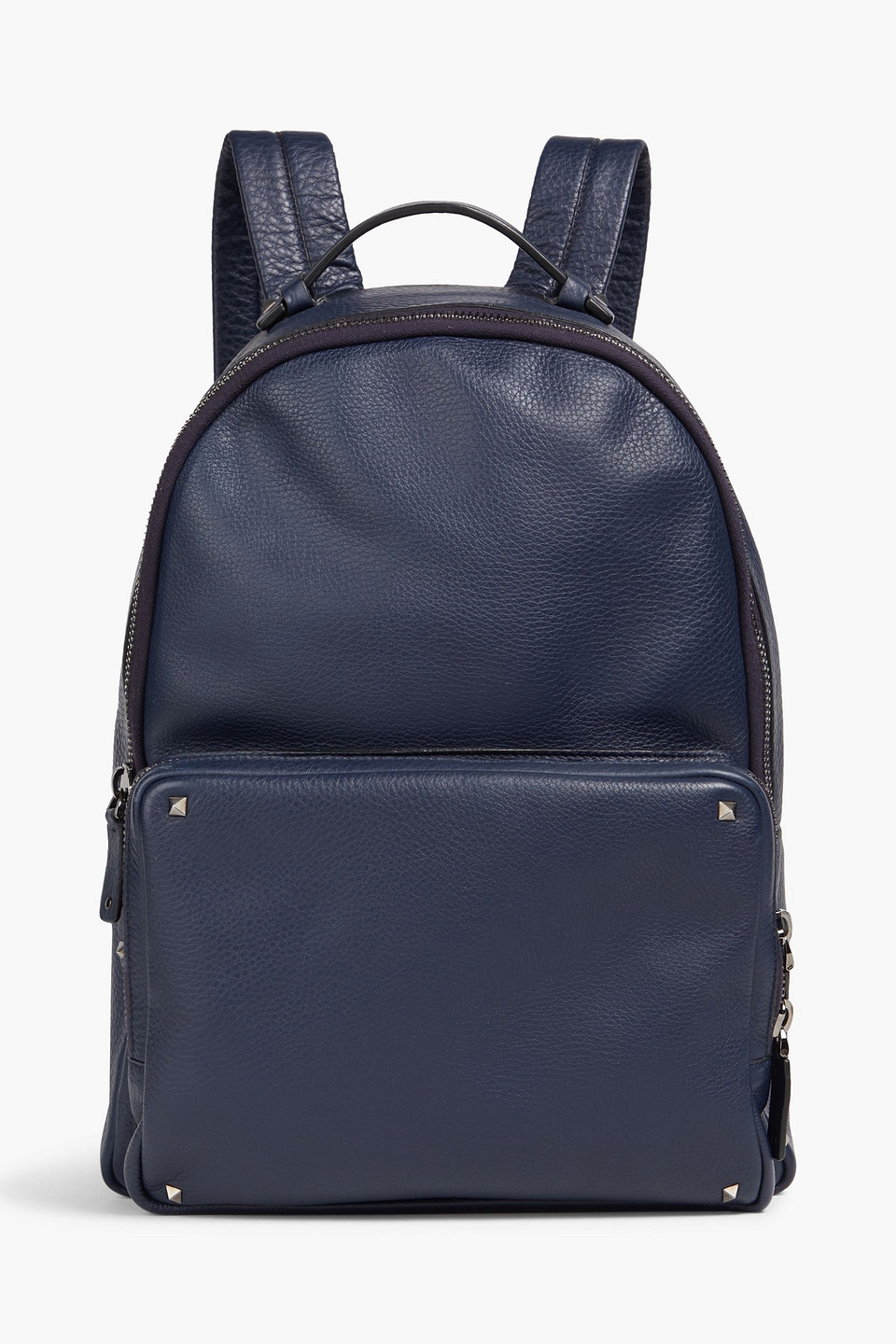 Valentino Garavani Rockstud Pebbled-leather Backpack In Blue