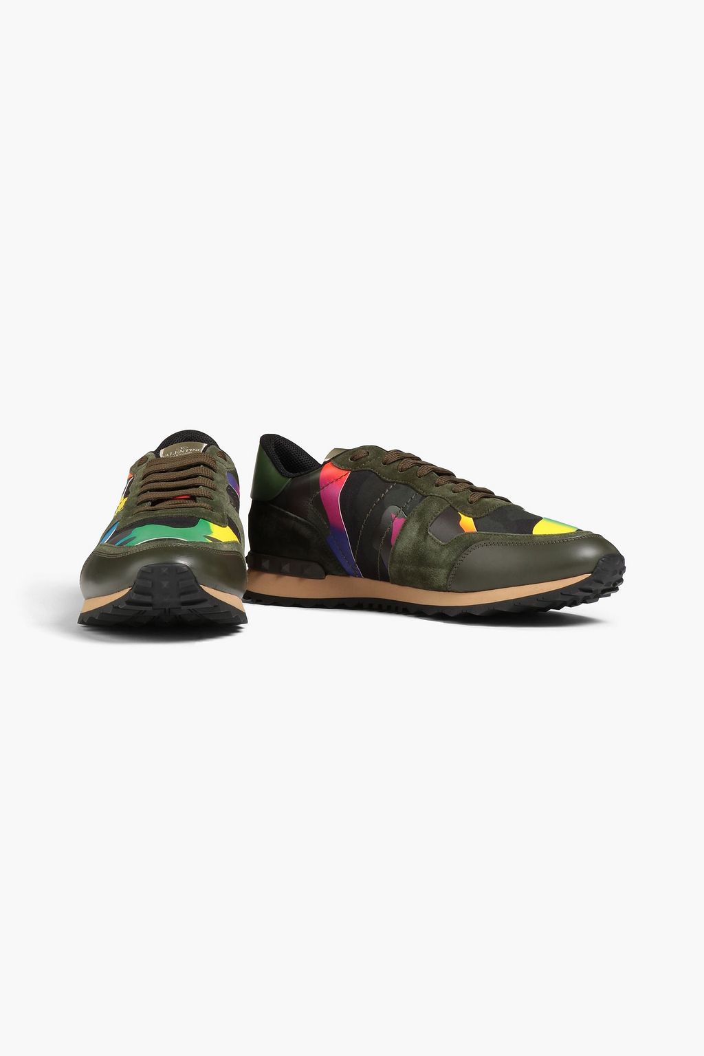 VALENTINO GARAVANI Rockrunner Sneakers aus Canvas, Veloursleder und Leder mit Camouflage-Print