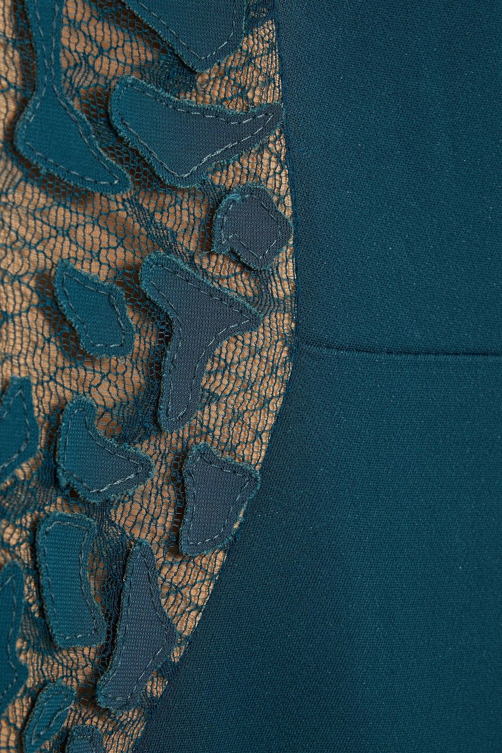 ZUHAIR MURAD Appliquéd cady-paneled Chantilly lace dress