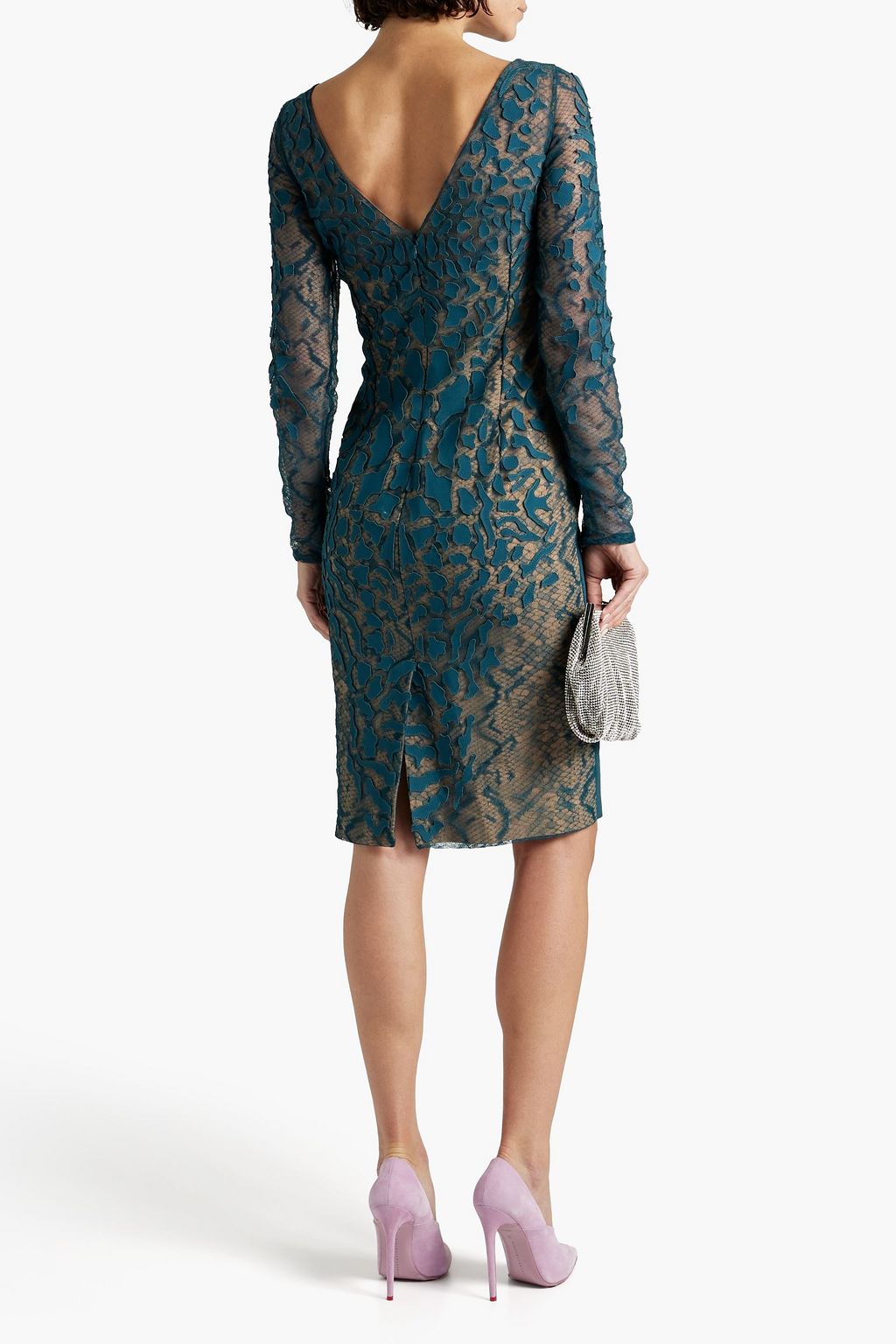 ZUHAIR MURAD Appliquéd cady-paneled Chantilly lace dress