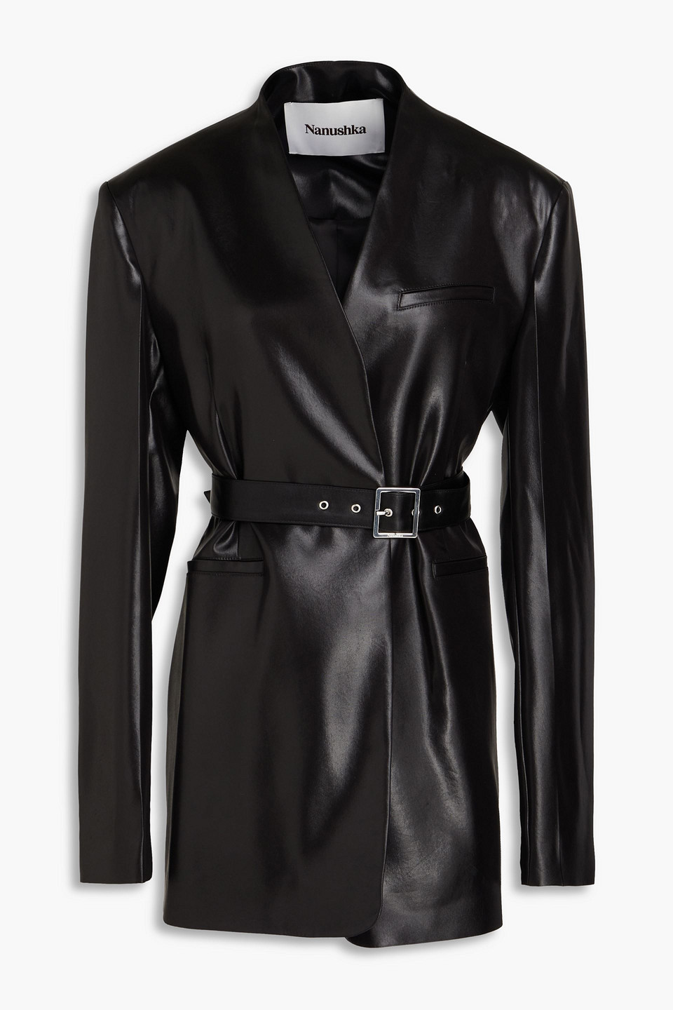 Nanushka Belted Single-breasted Blazer In Black