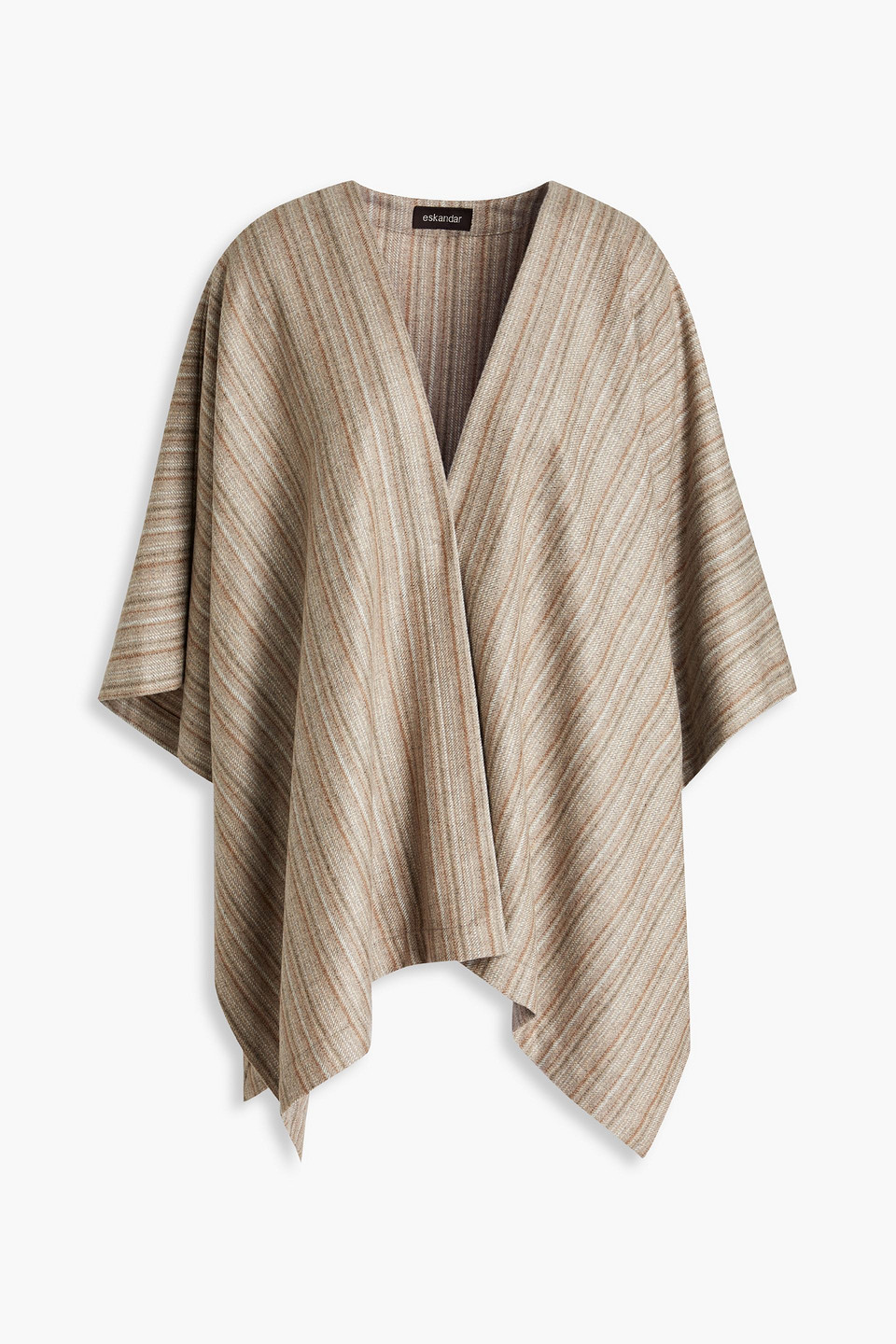 Eskandar Striped Cashmere-twill Jacket In Taupe