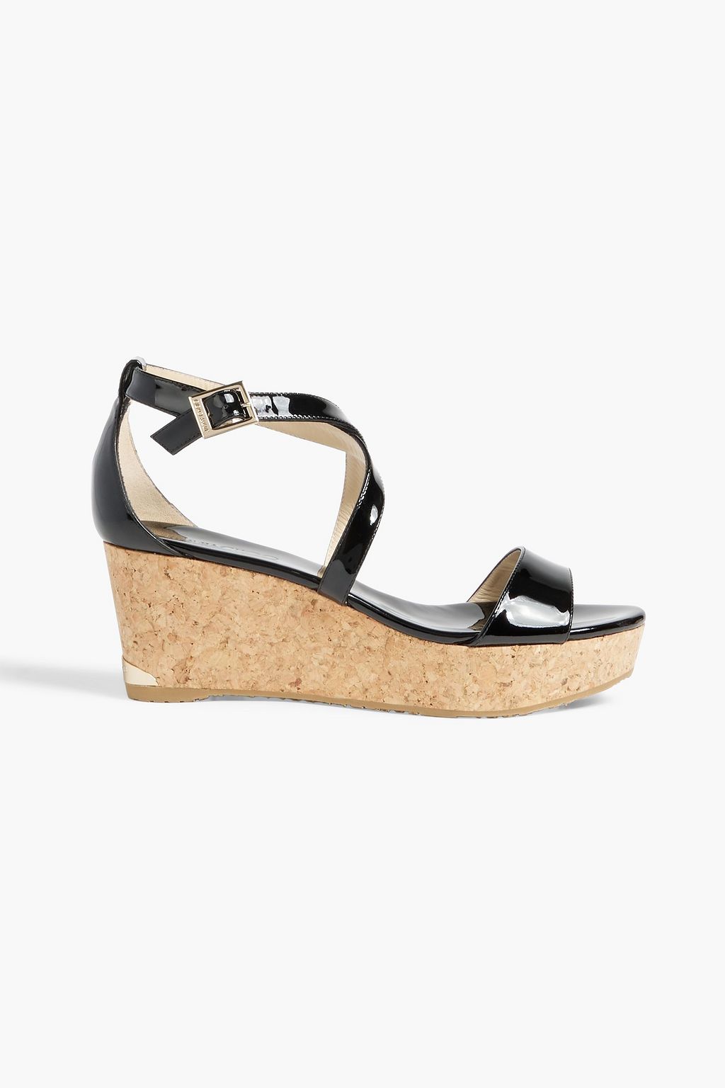 JIMMY CHOO Portia 70 patent-leather wedge sandals | THE OUTNET