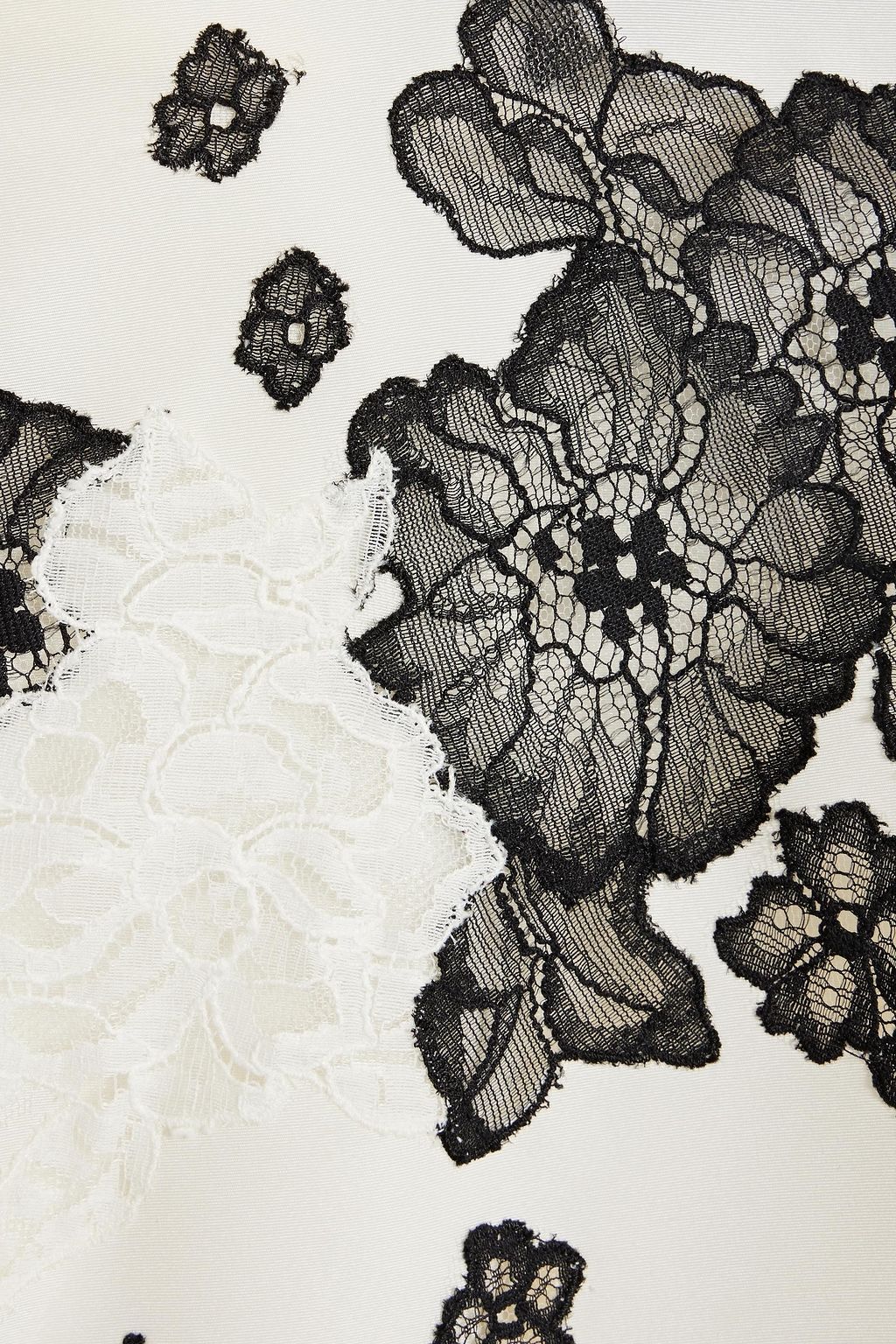 VALENTINO GARAVANI Lace-trimmed two-tone silk-faille shirt