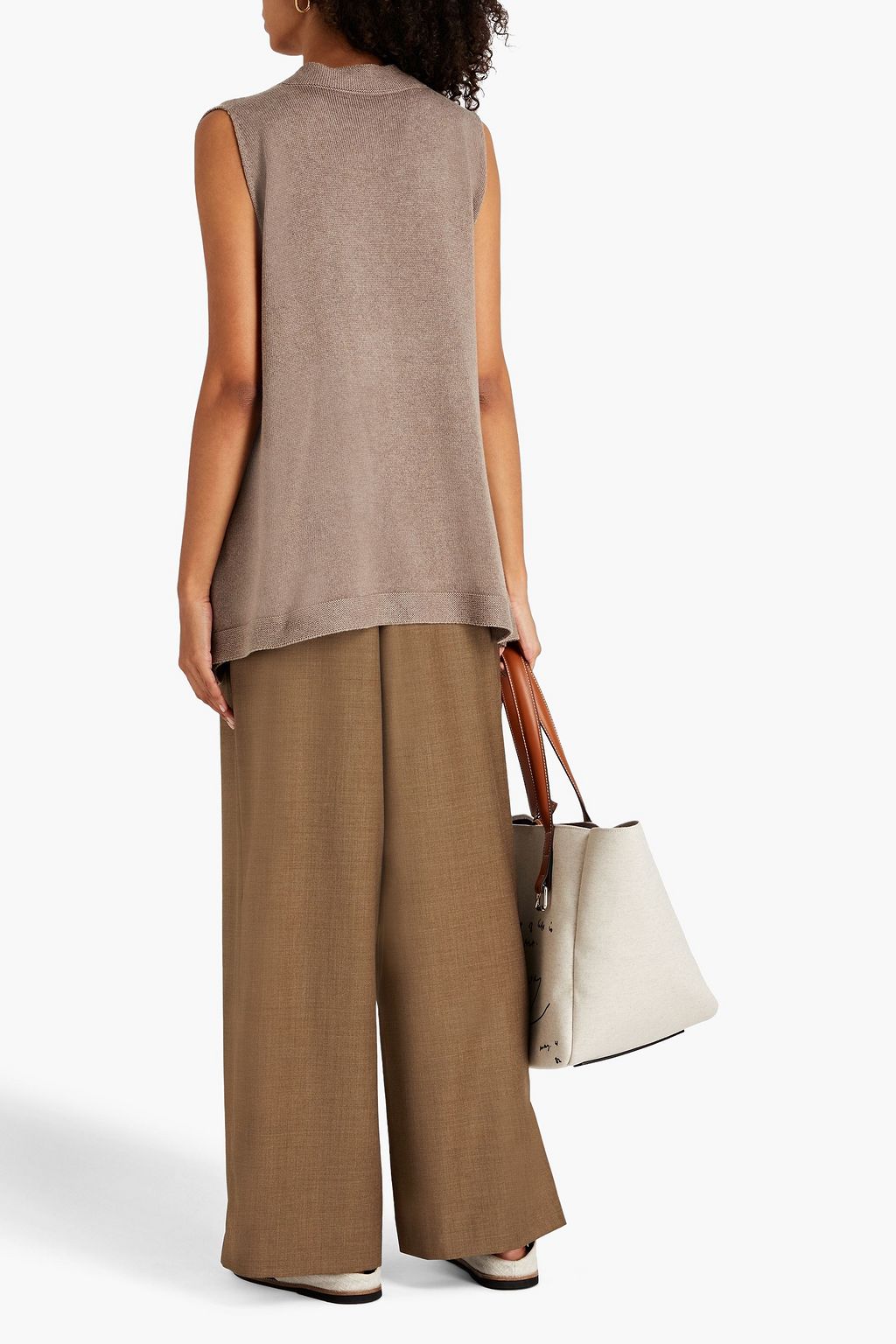 ESKANDAR Mélange wool-twill wide-leg pants