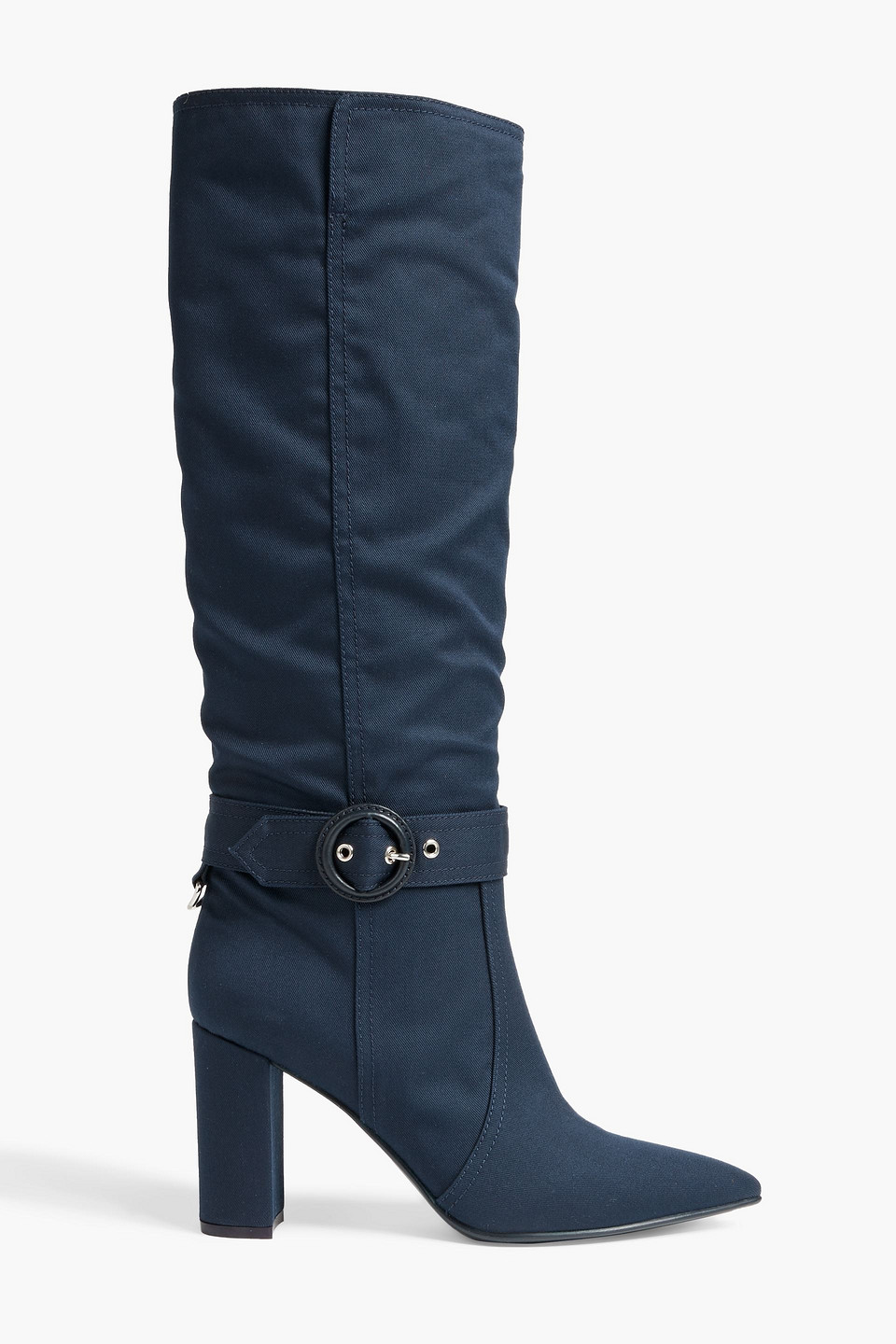 Gianvito Rossi Buckled Denim Knee Boots In Navy