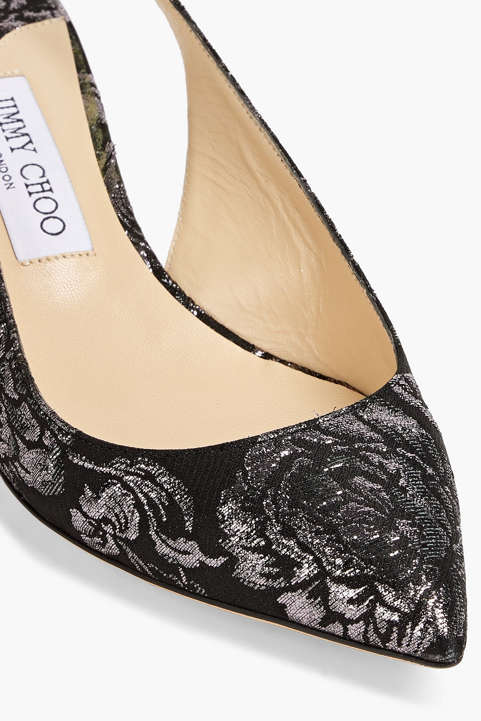 JIMMY CHOO GEMMA 40 METALLIC BROCADE SLINGBACK PUMPS 3074457345633244713