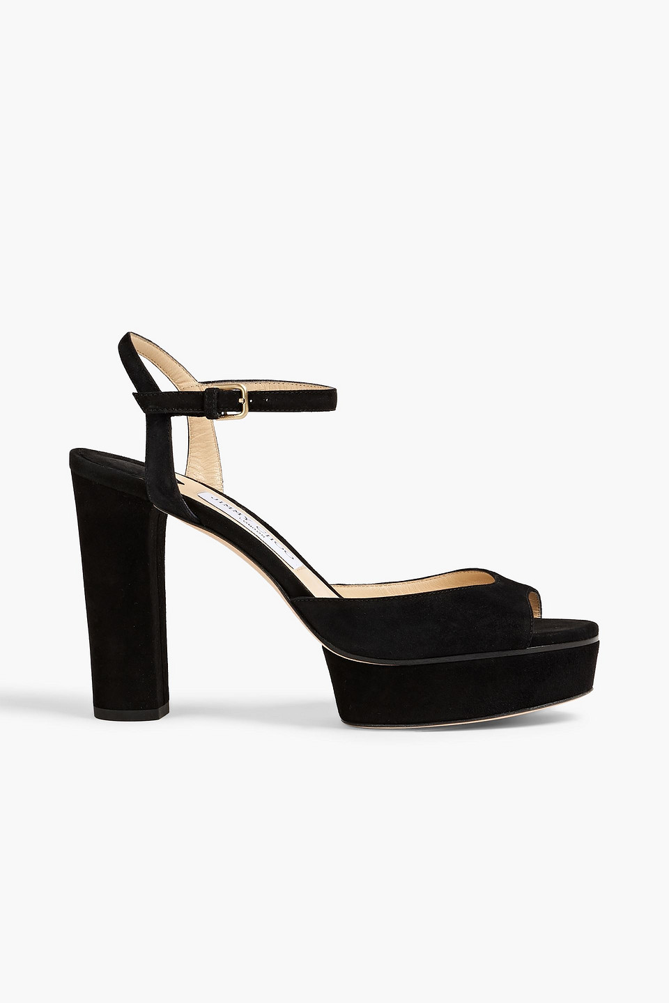 Jimmy Choo Peachy 105 Suede Platform Sandals In Black