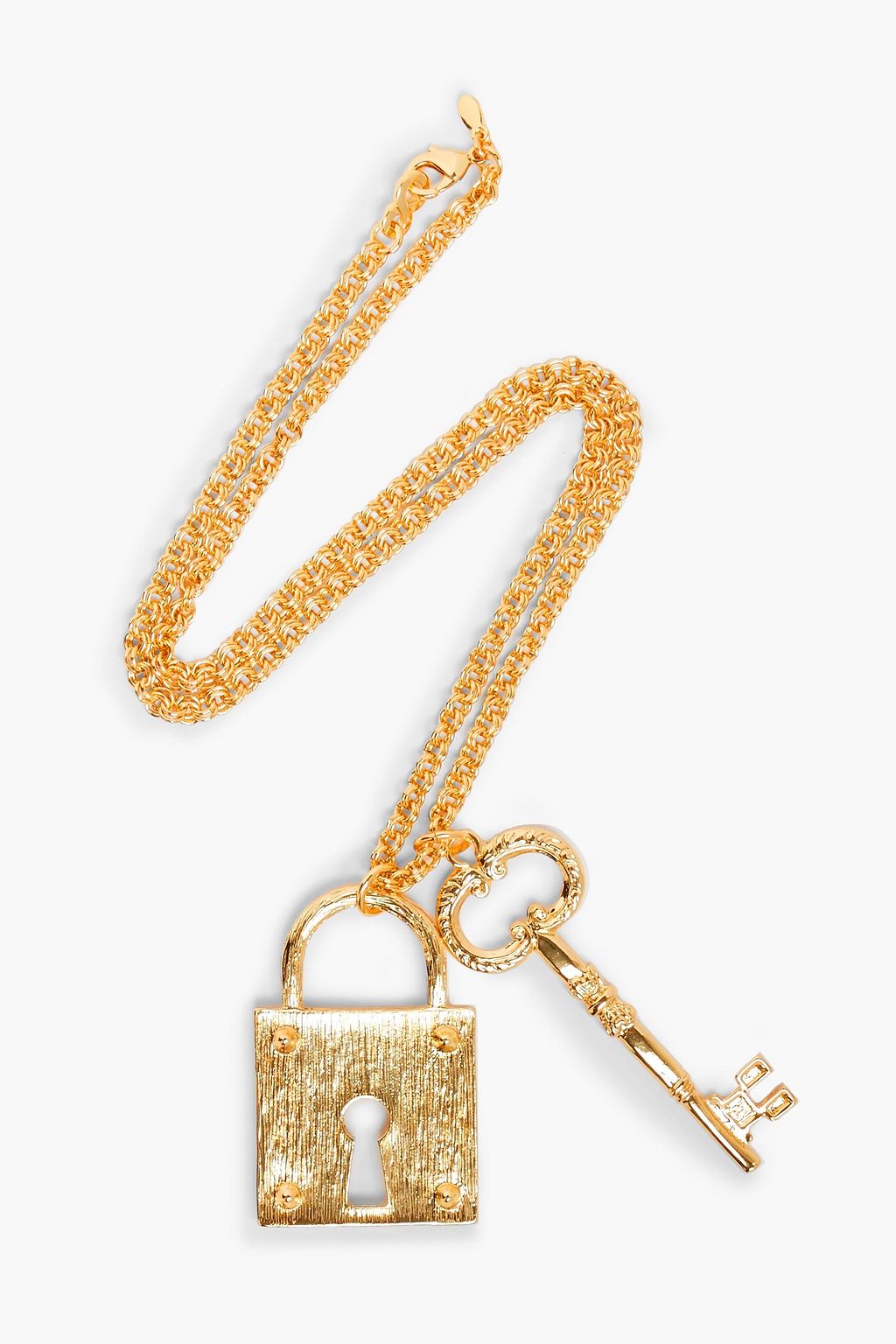 Louis Vuitton Gold Tone Lock and Key Necklace