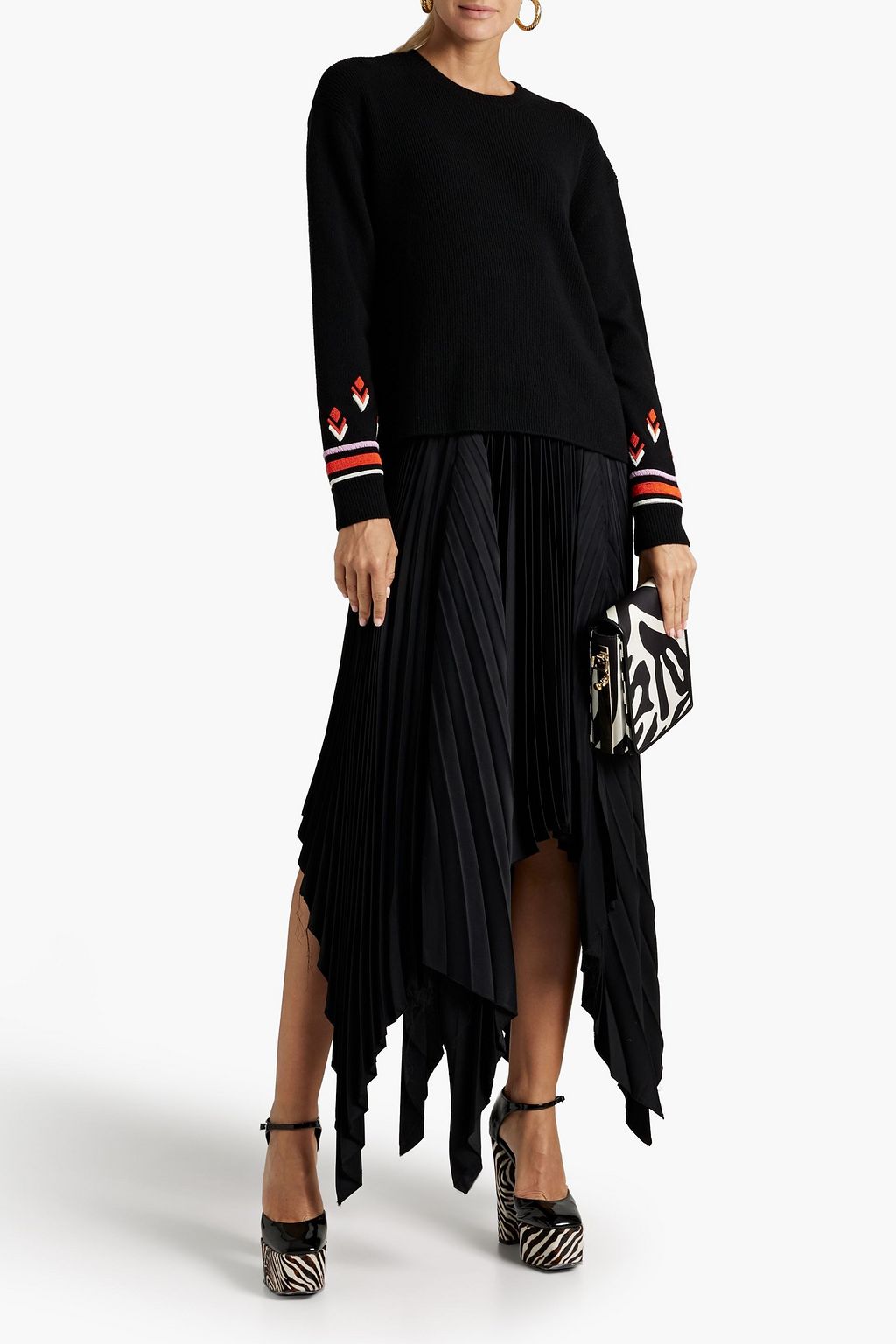 VALENTINO GARAVANI Bead-embellished ribbed wool sweater