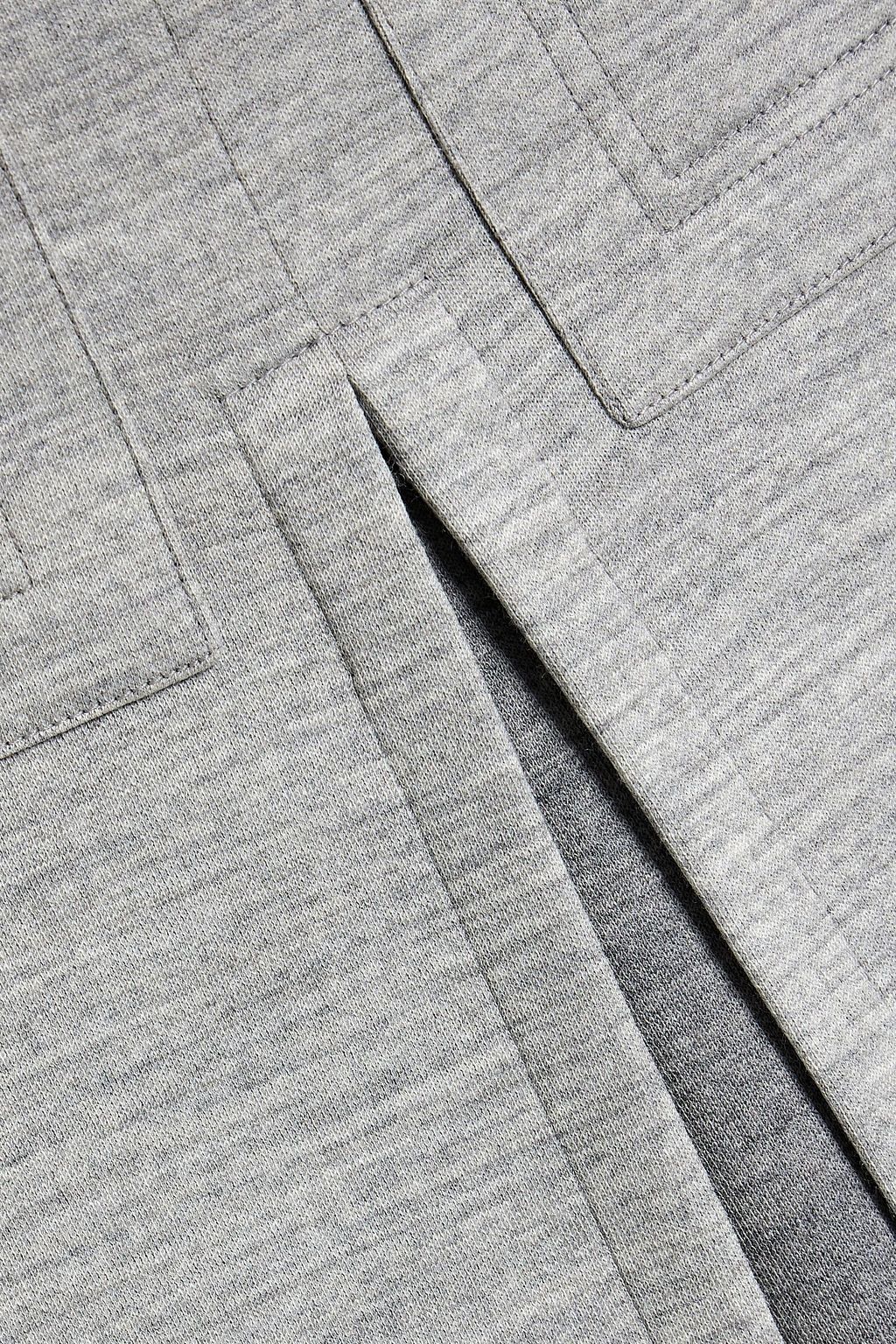 BURBERRY Pleated mélange wool-blend jersey skirt