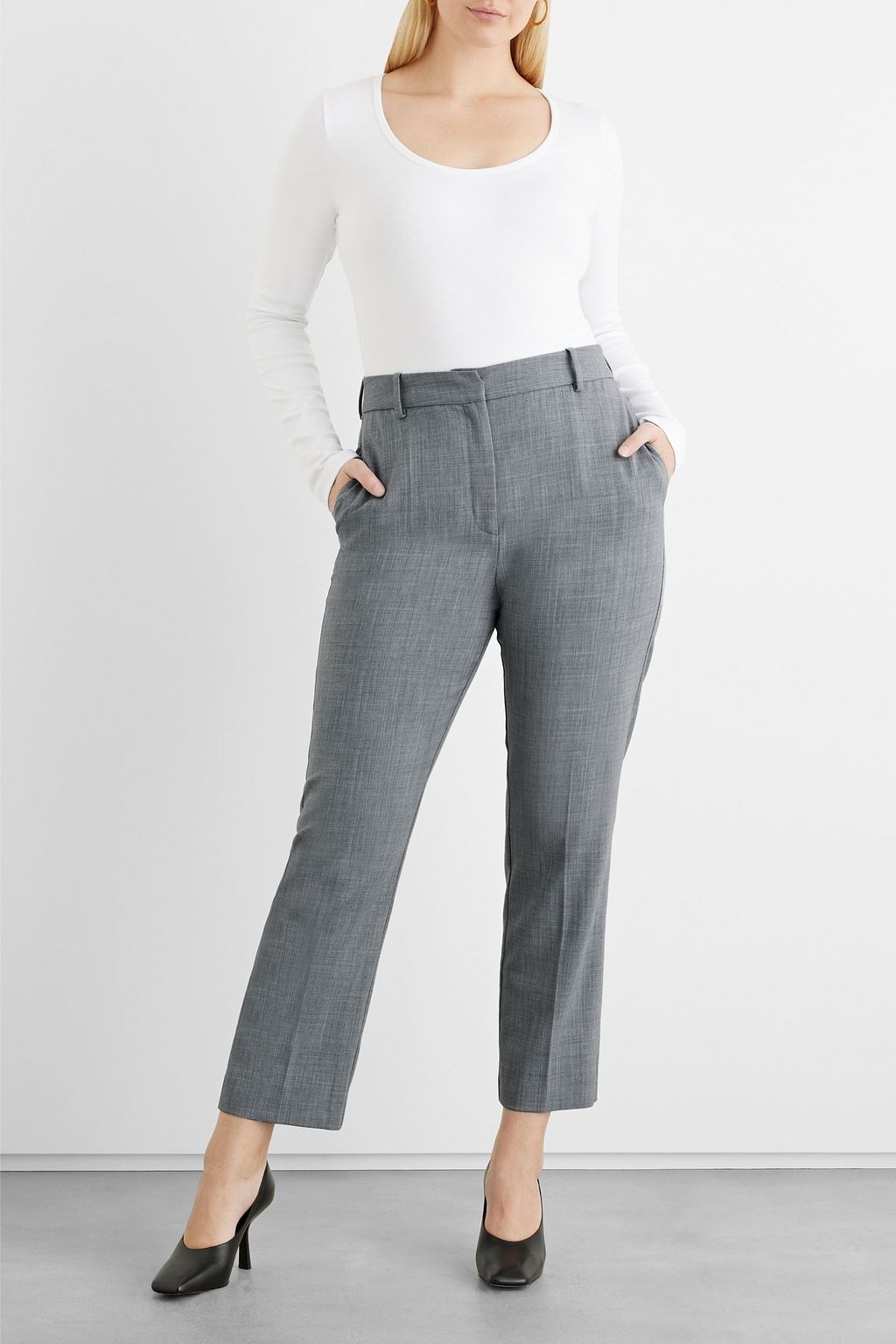 IRIS & INK Freya mélange woven straight-leg pants