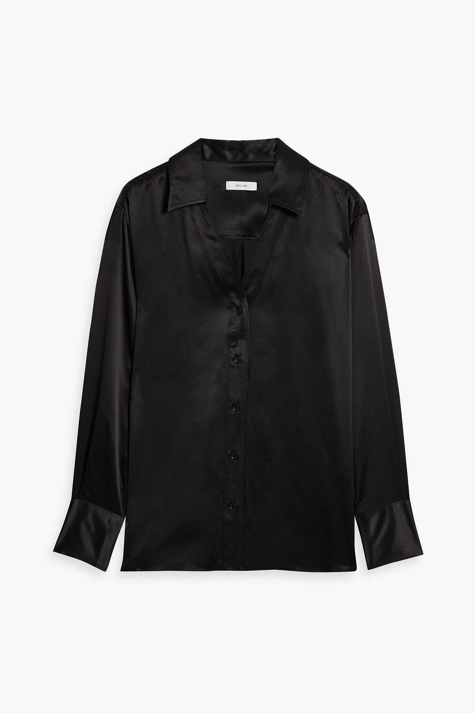 Iris & Ink Margaret Organic Silk-satin Shirt In Black
