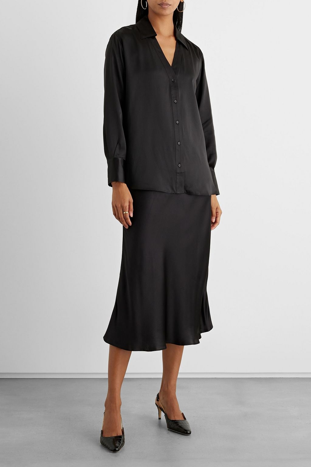 IRIS & INK Margaret organic silk-satin shirt