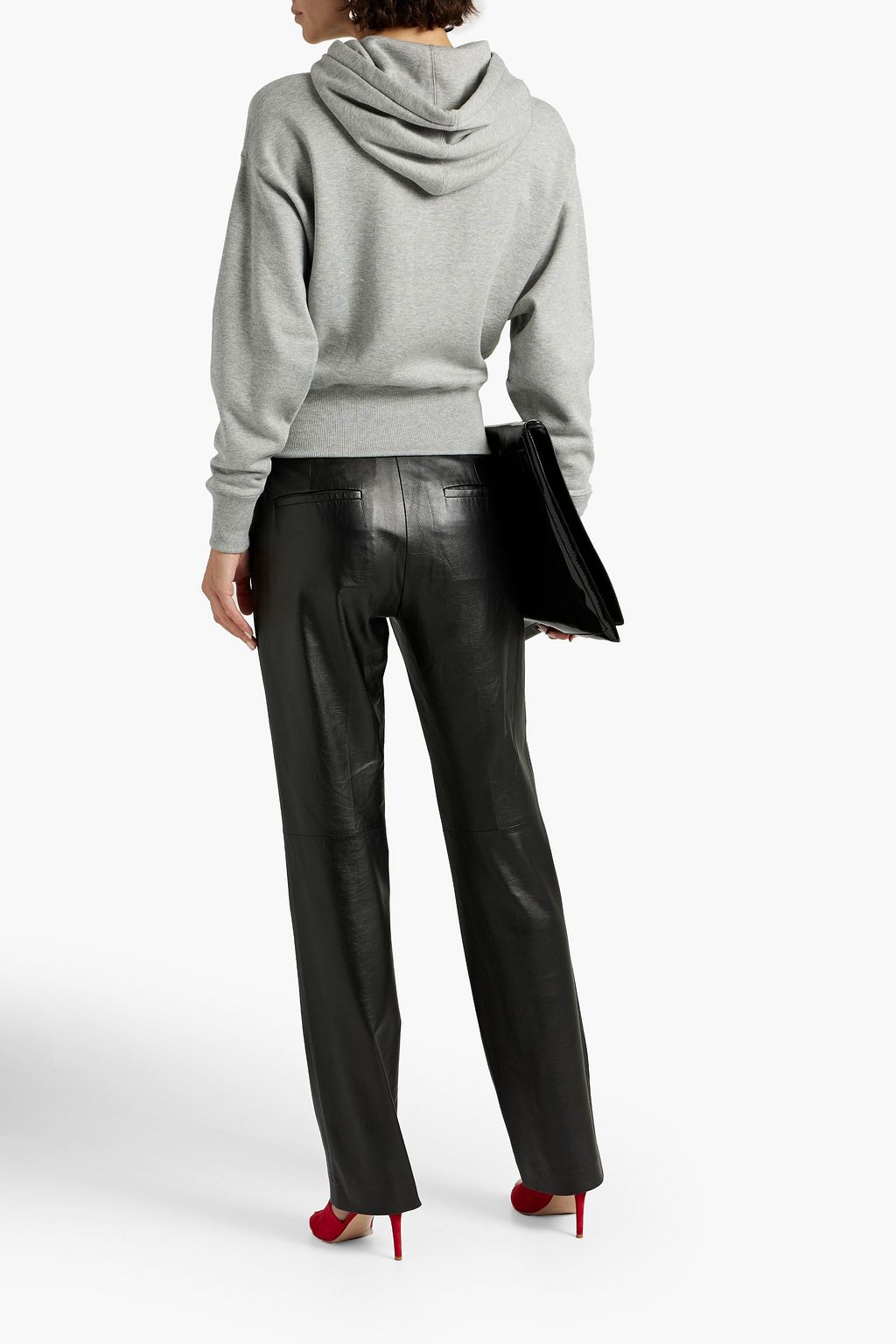 VALENTINO GARAVANI Sequin-embellished mélange French cotton-blend terry hoodie