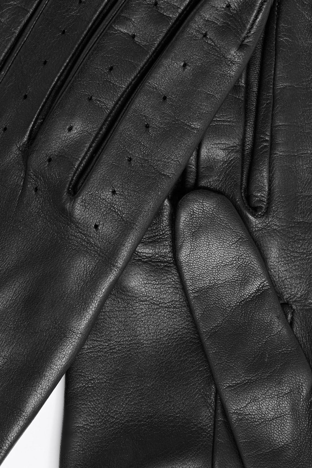 GUCCI Embellished perforated leather gloves