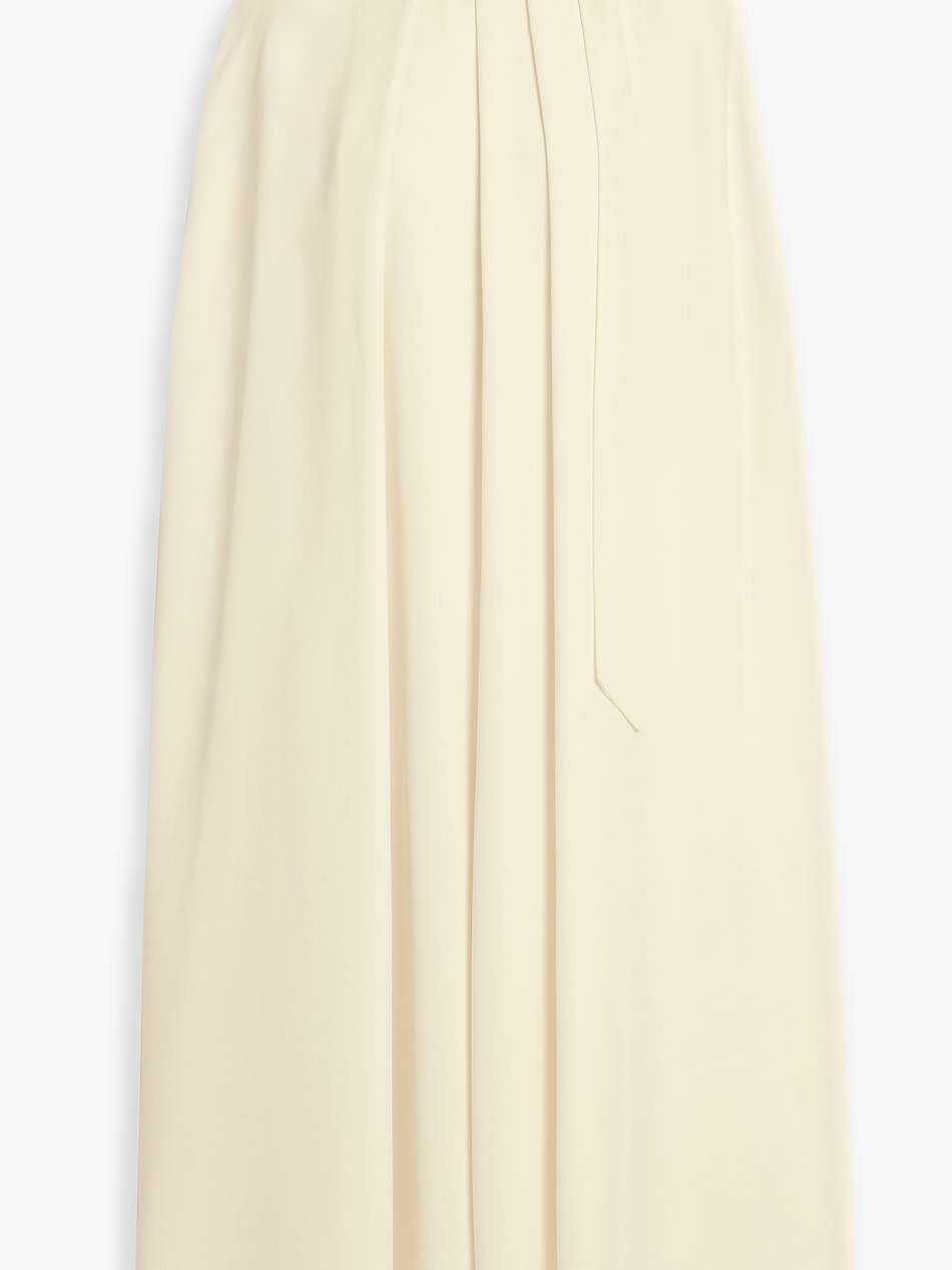 cape-effect pleated silk-crepe midi dress