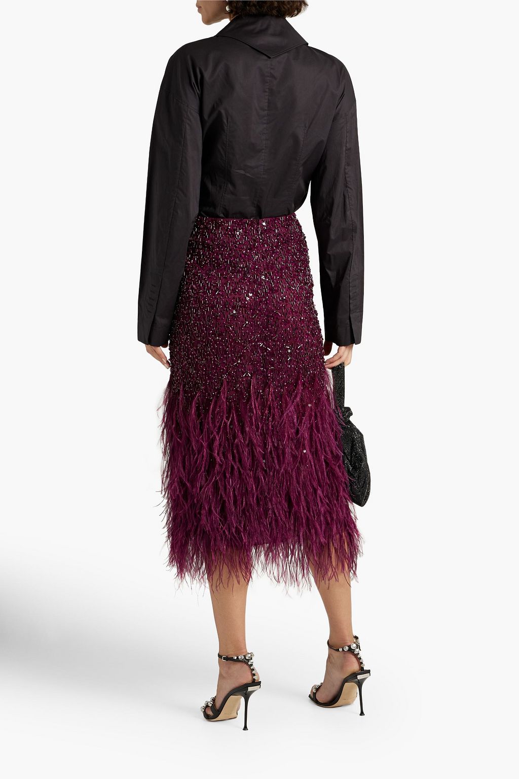 VALENTINO GARAVANI Embellished tulle midi skirt