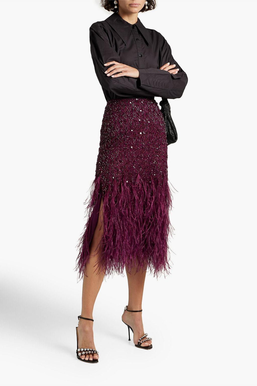 VALENTINO GARAVANI Embellished tulle midi skirt