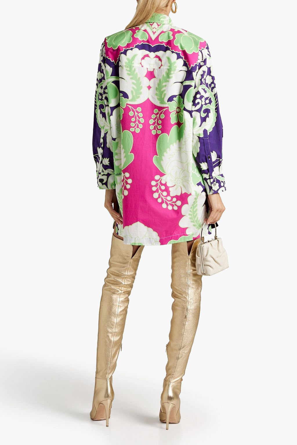 VALENTINO GARAVANI Printed cotton-poplin mini shirt dress