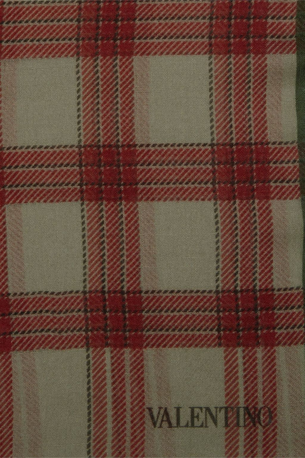 VALENTINO GARAVANI Checked cashmere, silk and wool-blend scarf
