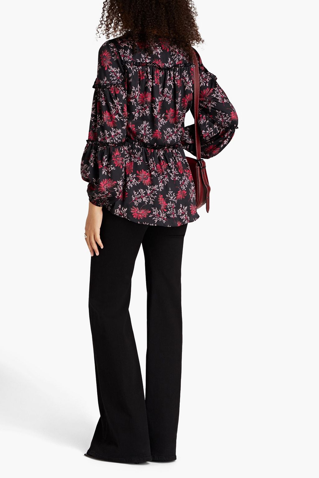 CINQ À SEPT Simmons floral-print satin-twill blouse