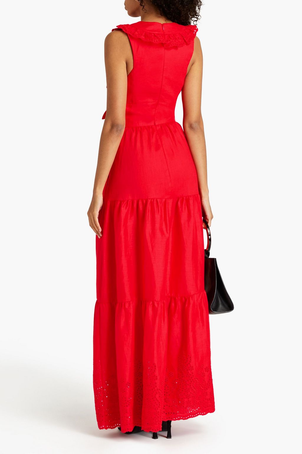 REBECCA VALLANCE Portia cutout broderie anglaise-trimmed linen maxi dress