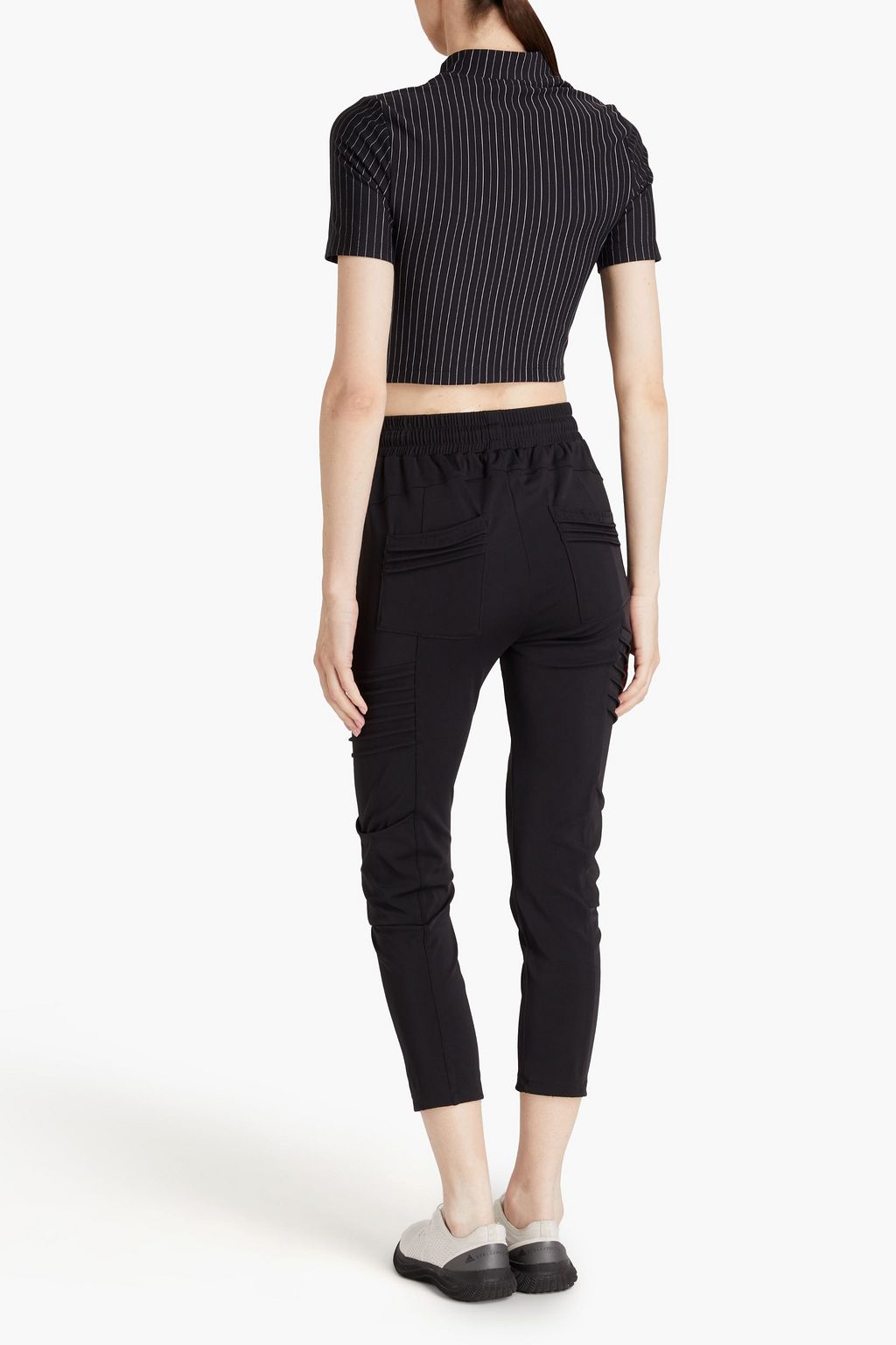 KORAL Rank cropped pintucked stretch track pants