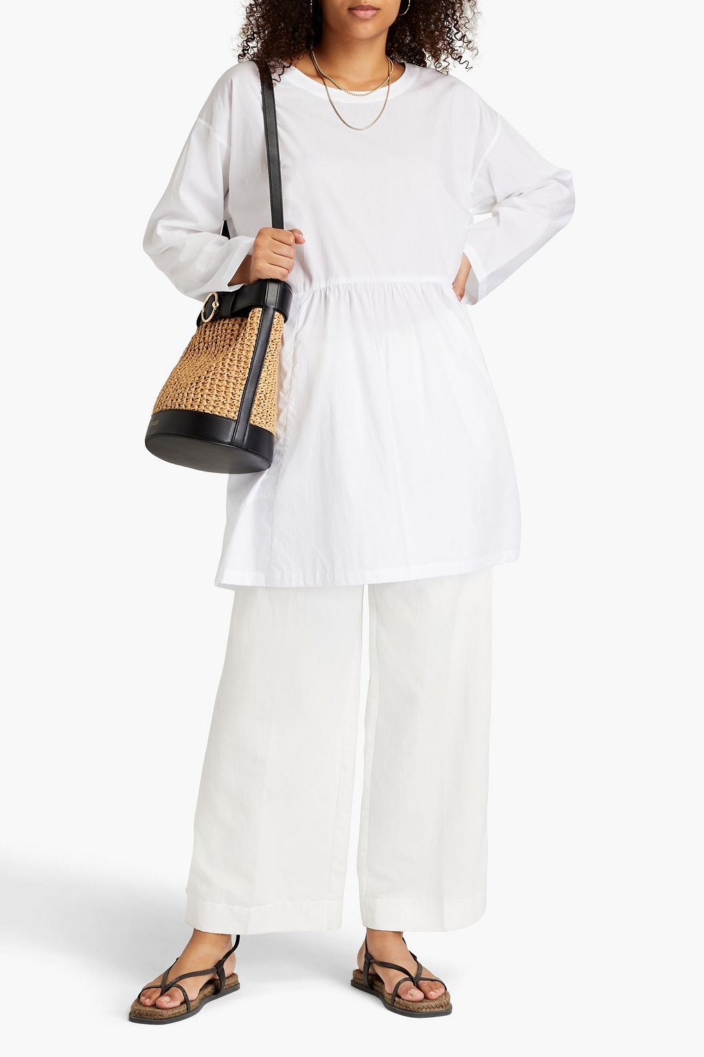 ESKANDAR Gathered cotton-poplin tunic
