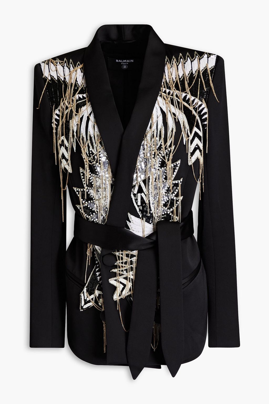 BALMAIN Embellished satin-crepe blazer | THE OUTNET