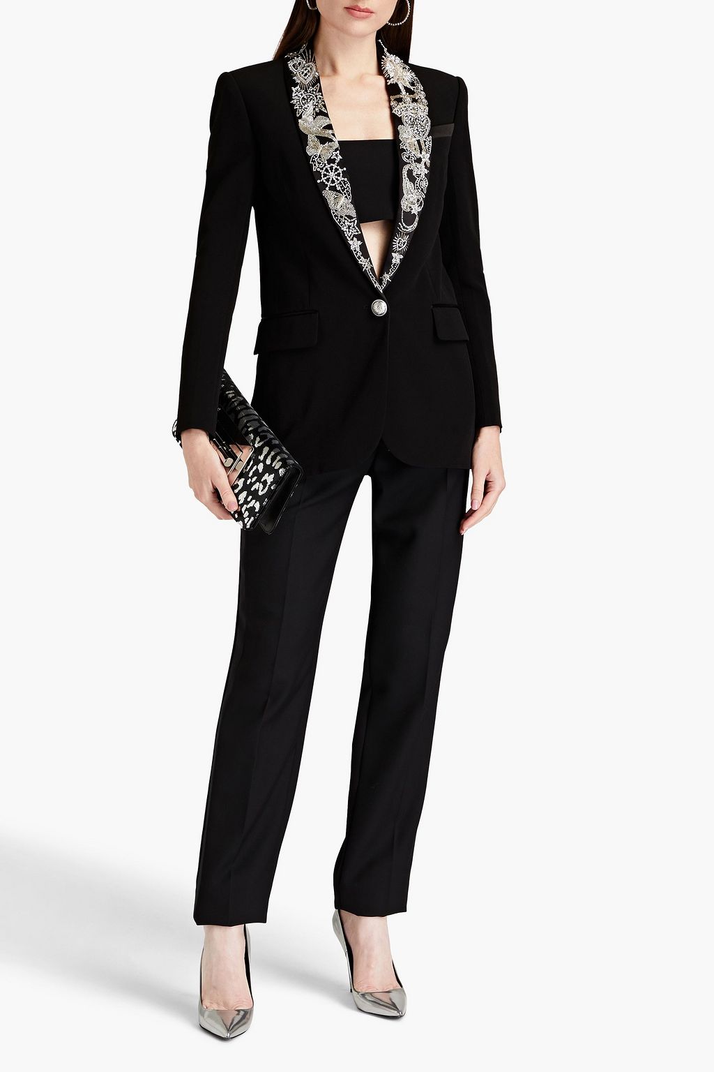 BALMAIN Embellished satin-trimmed crepe blazer | THE OUTNET