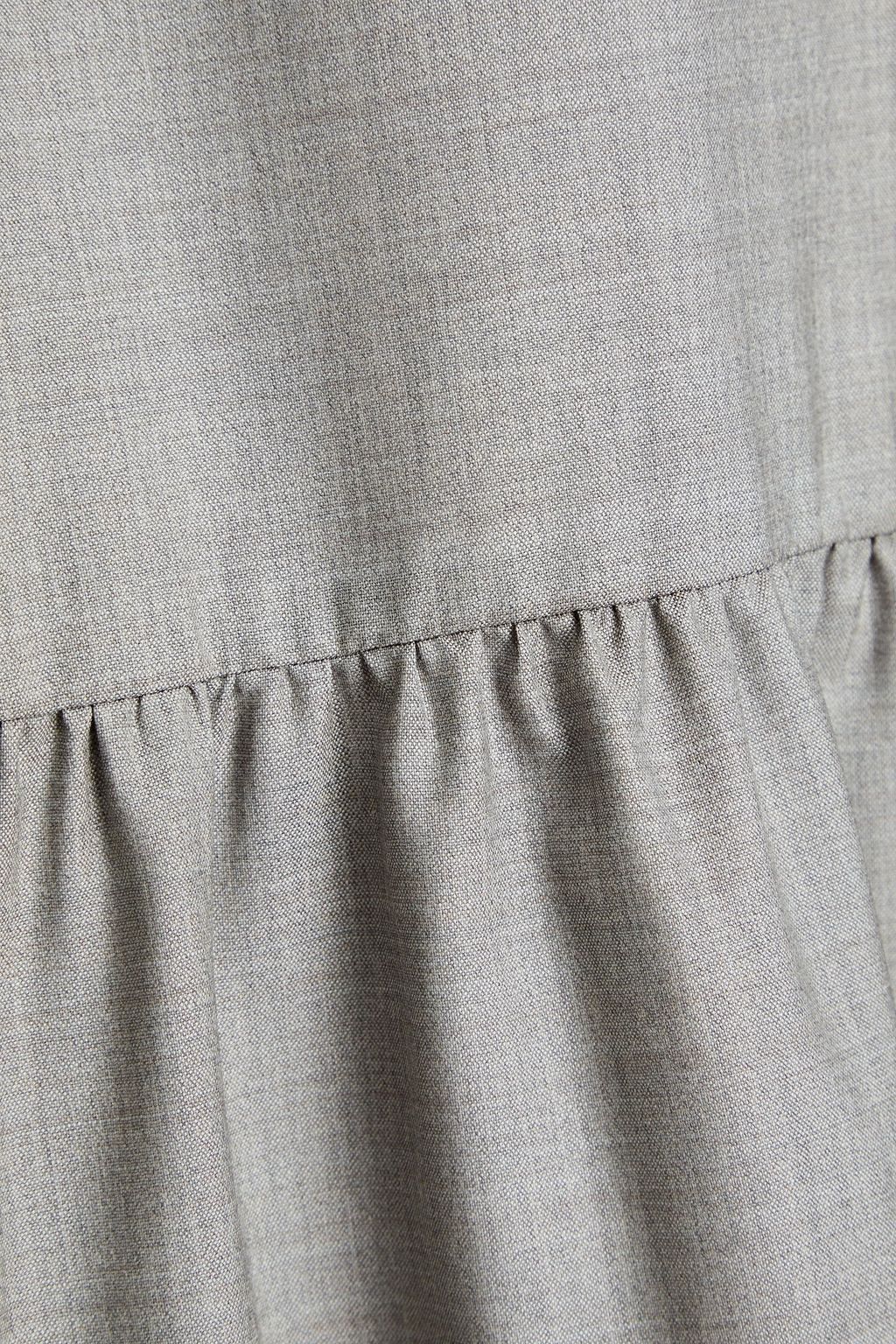 ESKANDAR Gathered mélange wool and silk-blend tunic