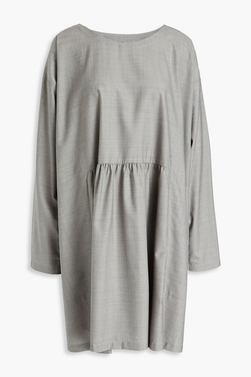 Gathered mélange wool and silk-blend tunic