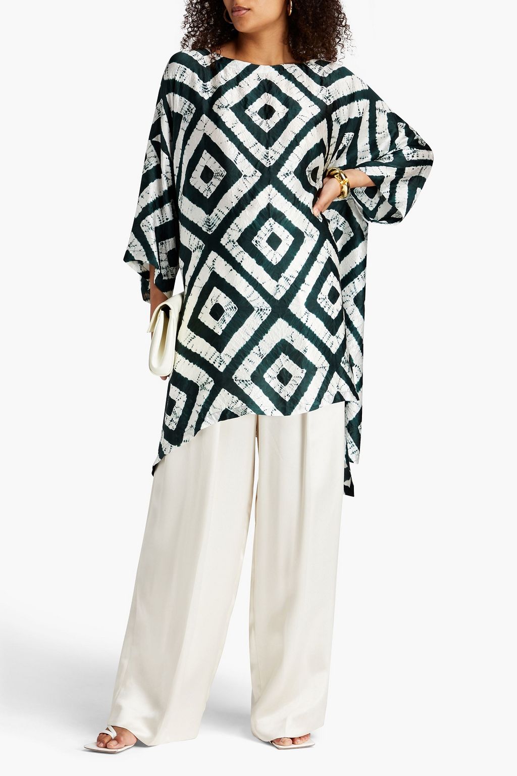 ESKANDAR Printed silk-twill tunic