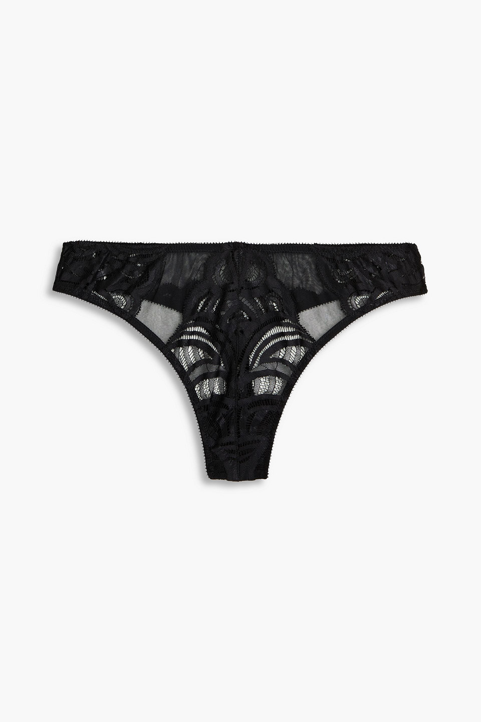 cosabella - puglia tulle and stretch-lace mid-rise thong - black - s/m