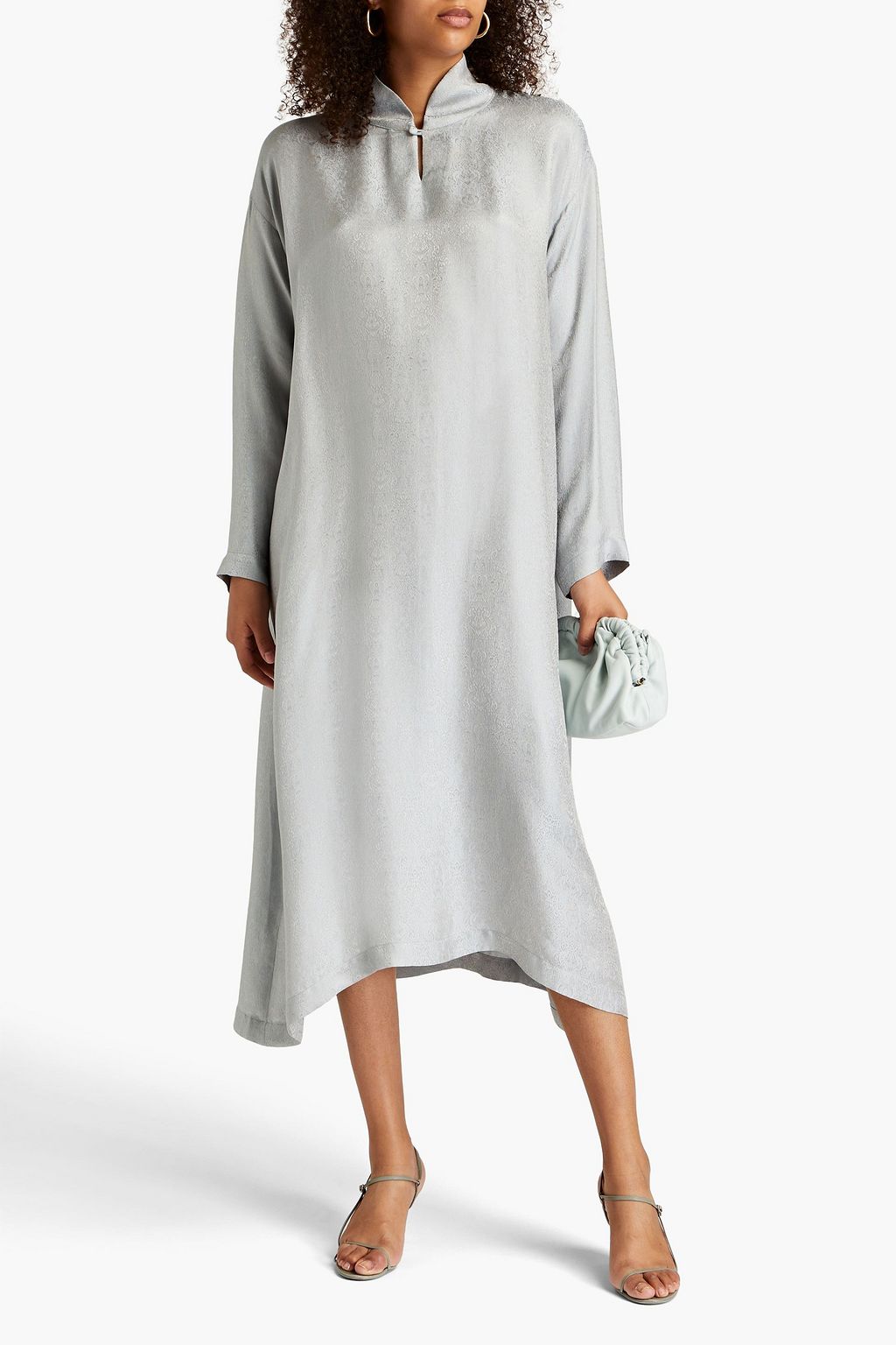 ESKANDAR Satin-jacquard midi dress