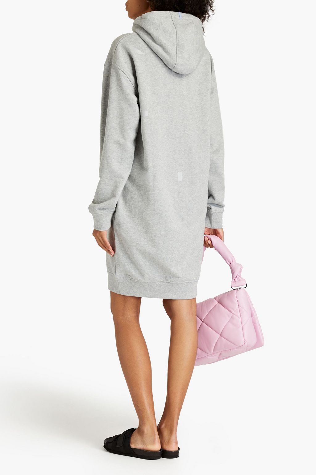 MCQ ALEXANDER MCQUEEN Logo-appliquéd French cotton-terry hooded mini dress