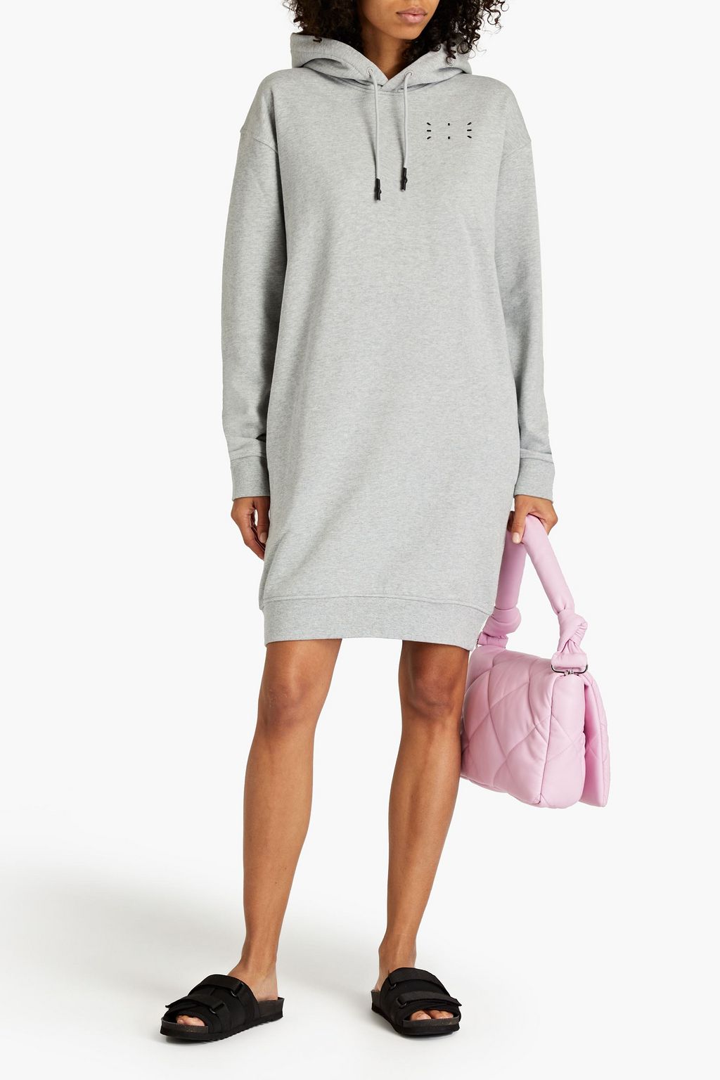 MCQ ALEXANDER MCQUEEN Logo-appliquéd French cotton-terry hooded mini dress